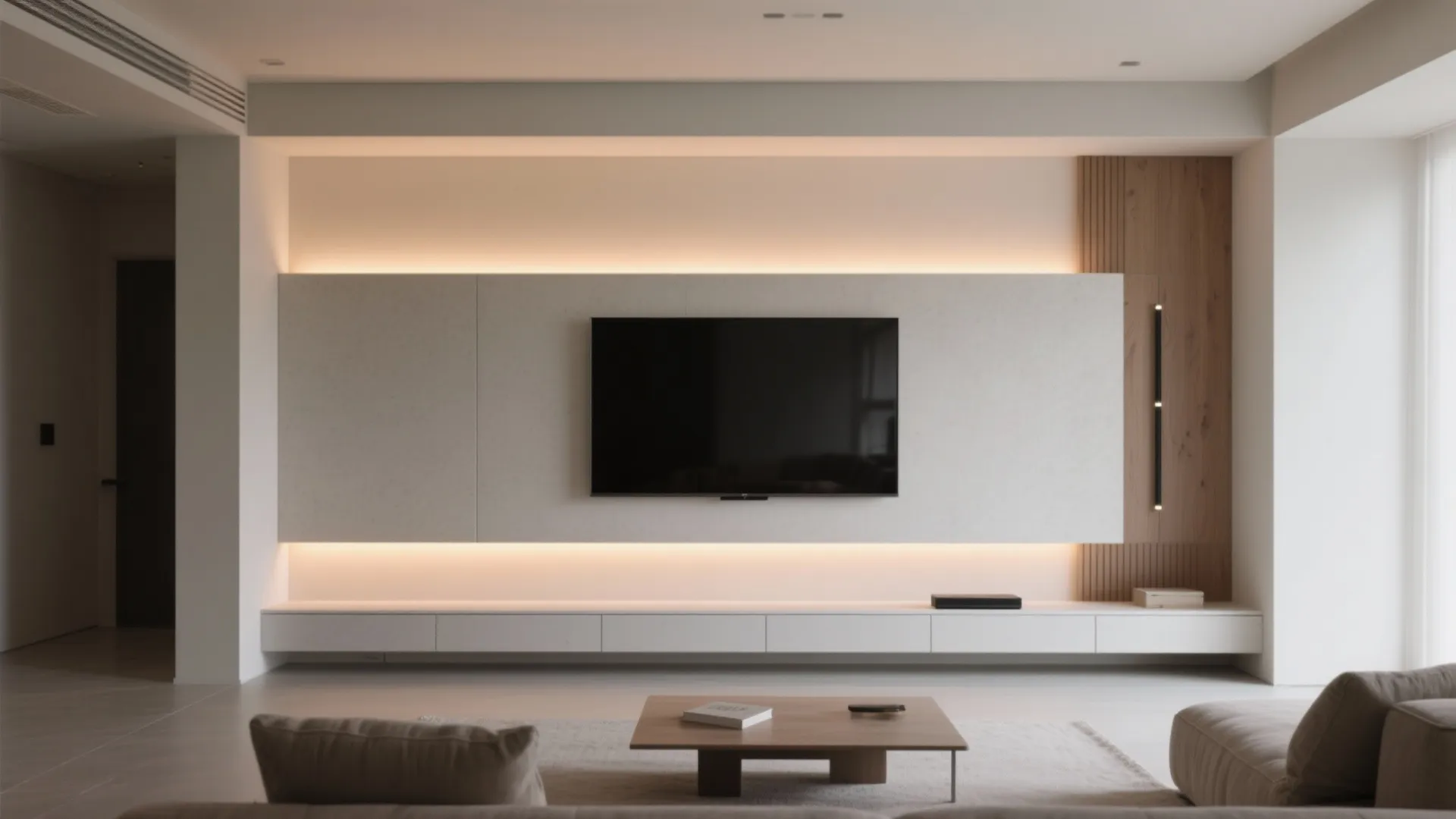 Minimalist Backlit Media Wall