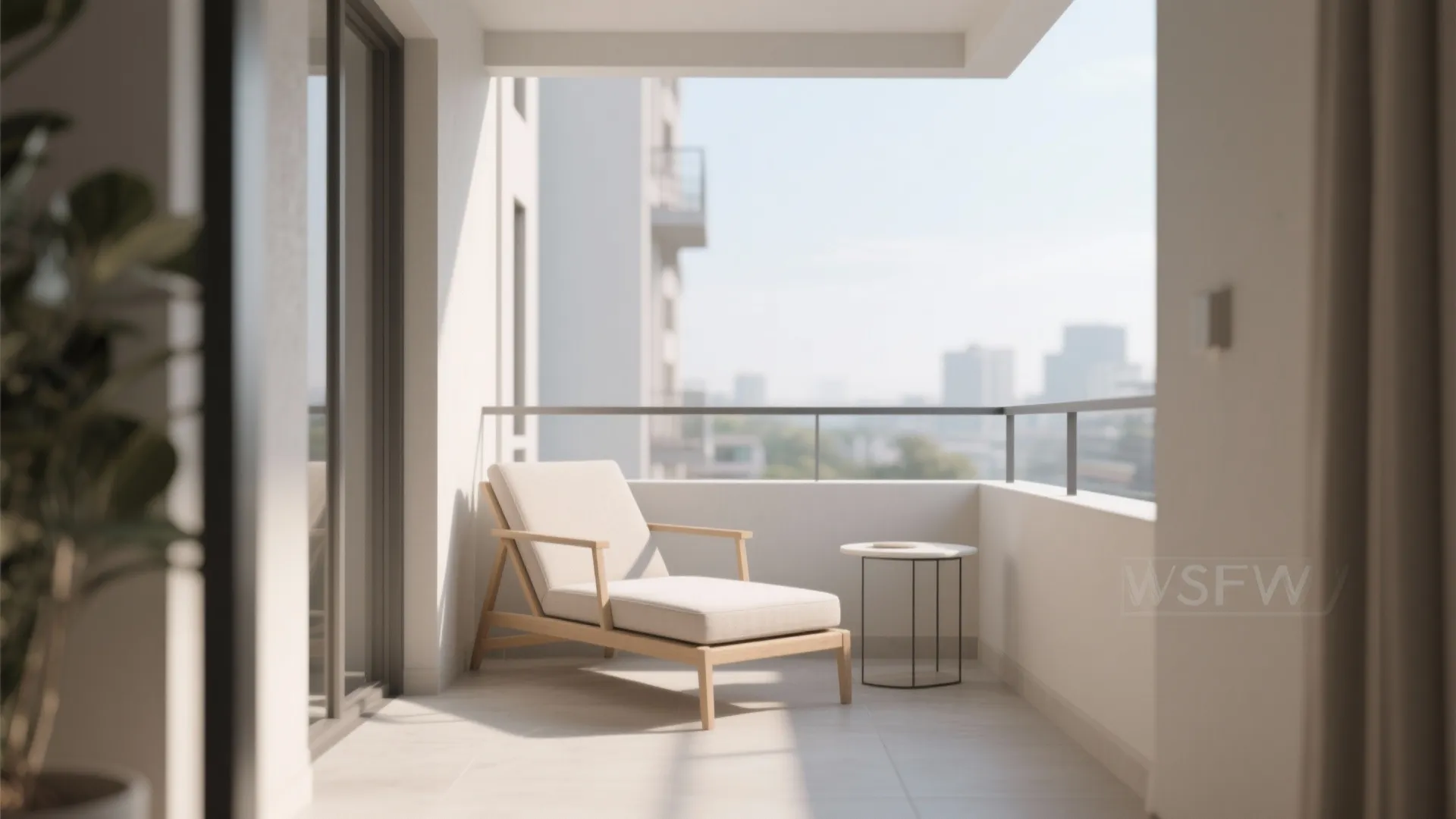 1. Minimalist Balcony Lounge