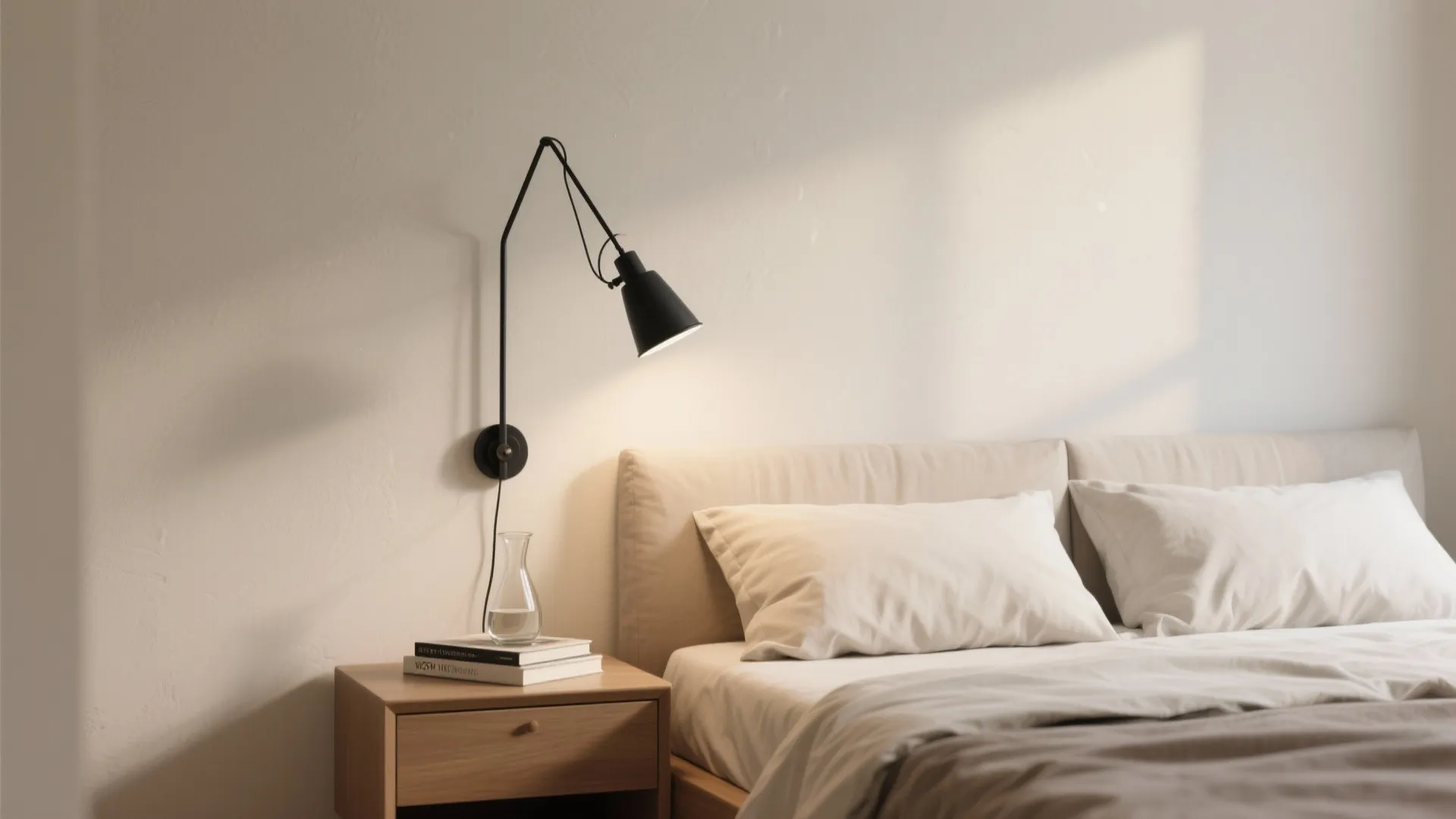 Minimalist bedside swing arm