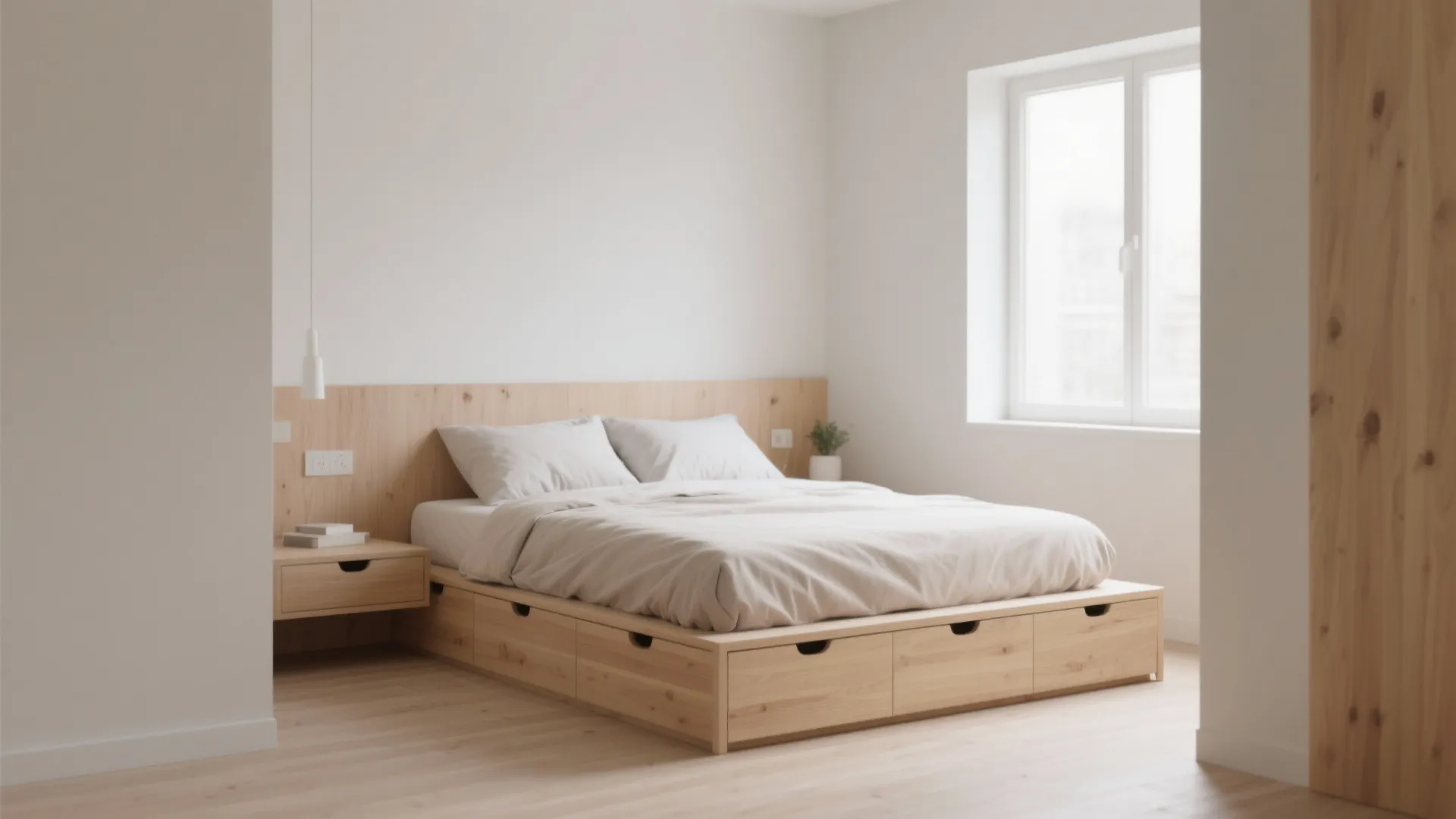 Minimalist bed and storage integration