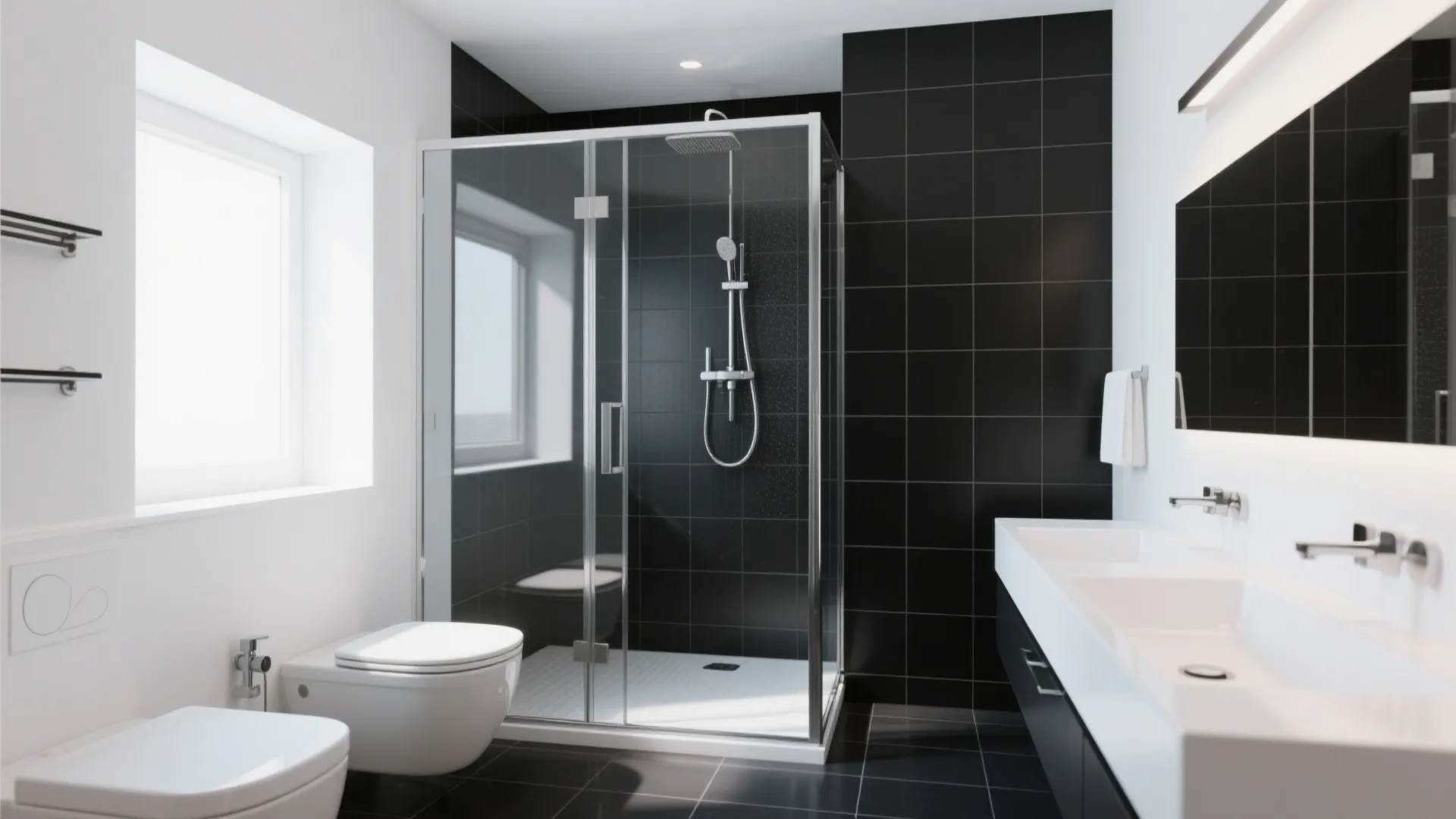 10. Minimalist Black Shower Enclosure