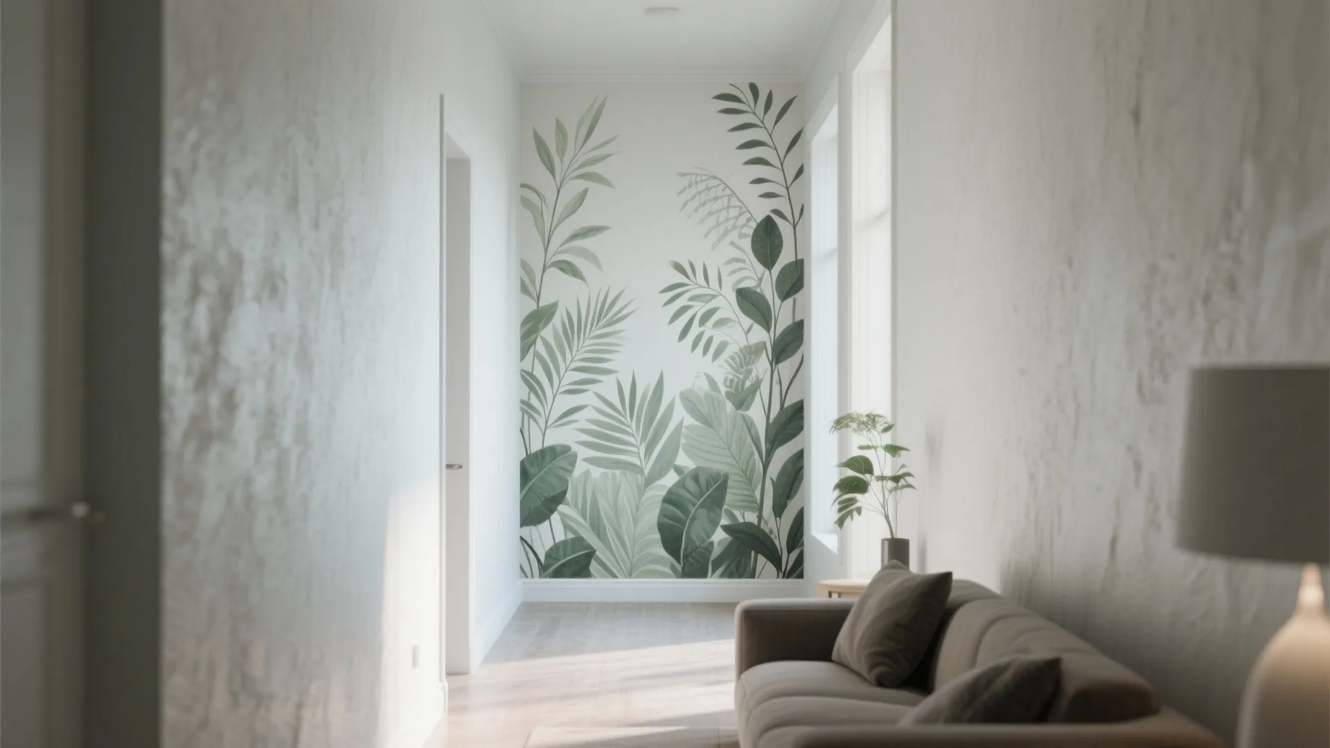 1. Minimalist Botanical Murals