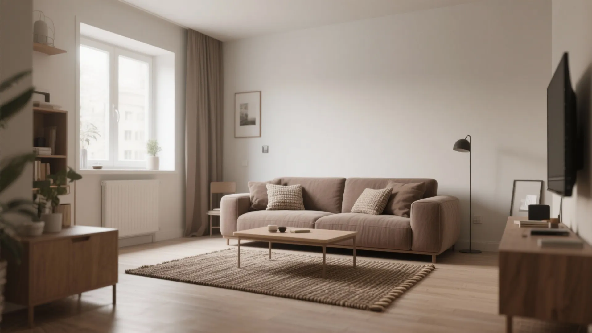 1. Minimalist Brown-Toned Space