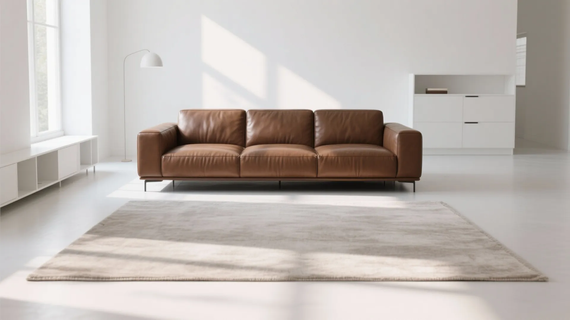 1. Minimalist Brown Sofa with Light Walls