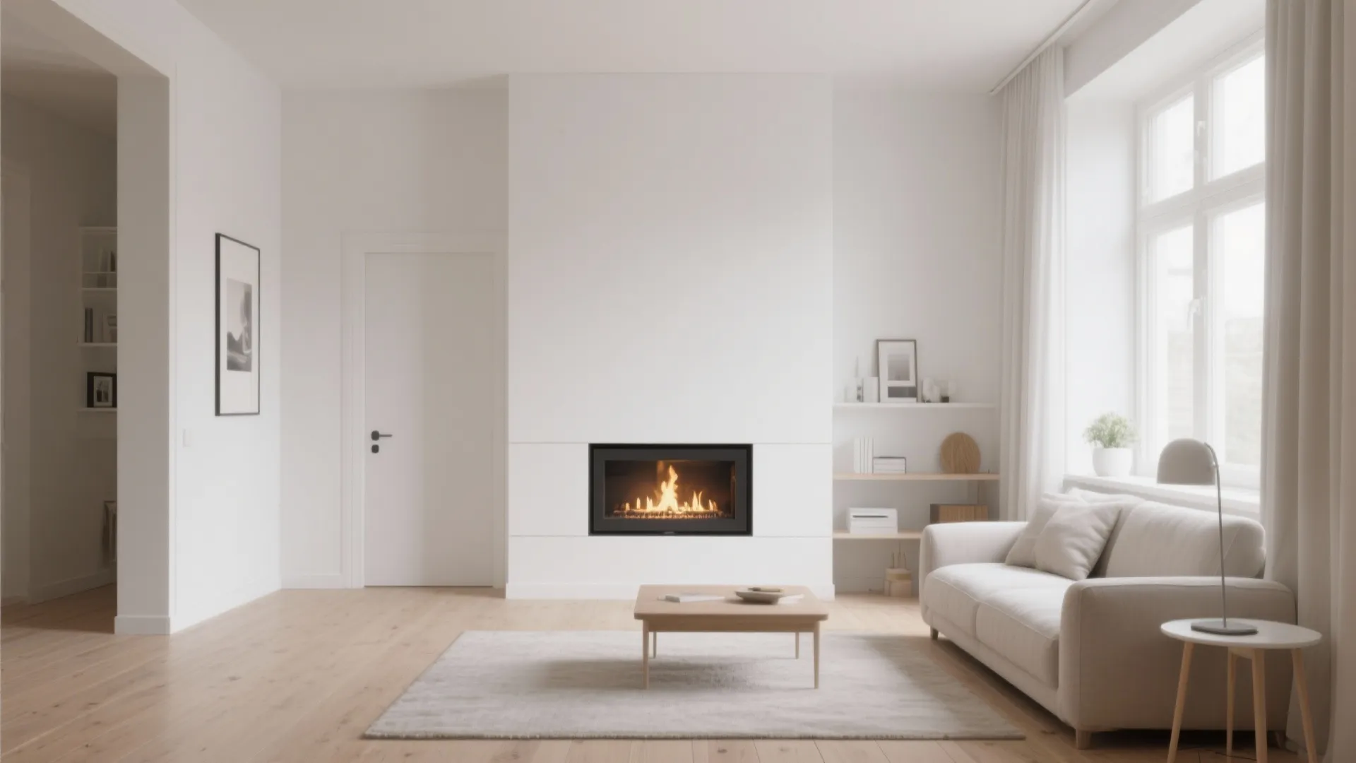 1. Minimalist Built-In Fireplace