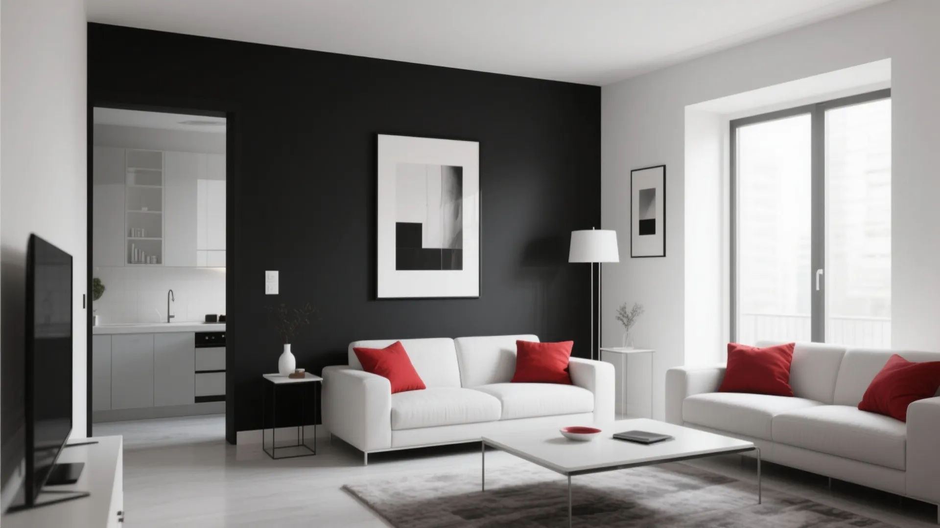 1. Minimalist Black & White Base with Red Accents