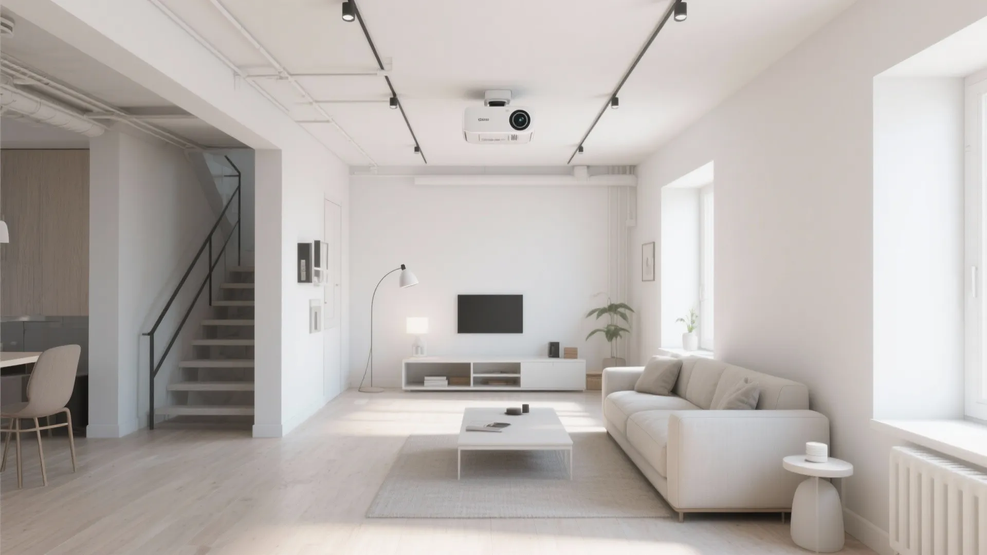 1. Minimalist Ceiling-Mounted Projector
