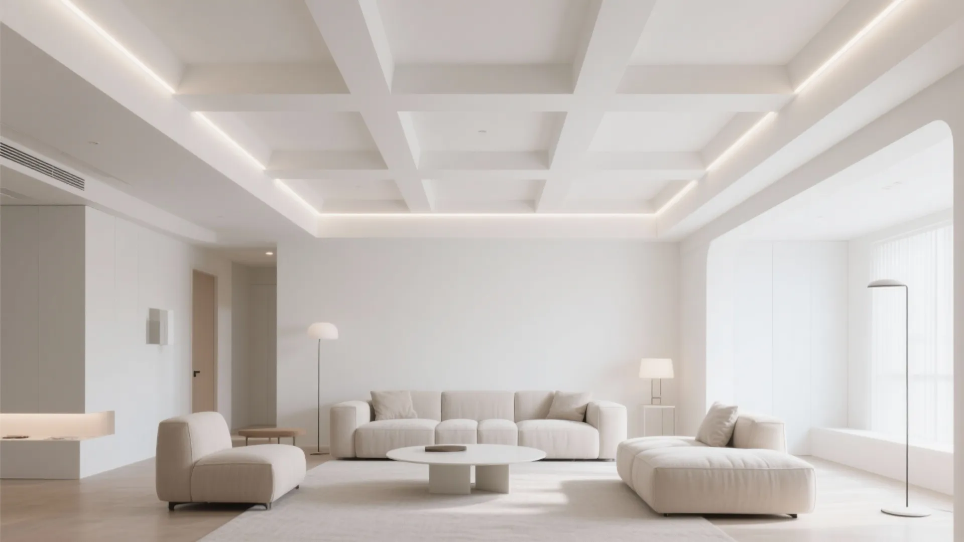 1. Minimalist Coffered Ceiling