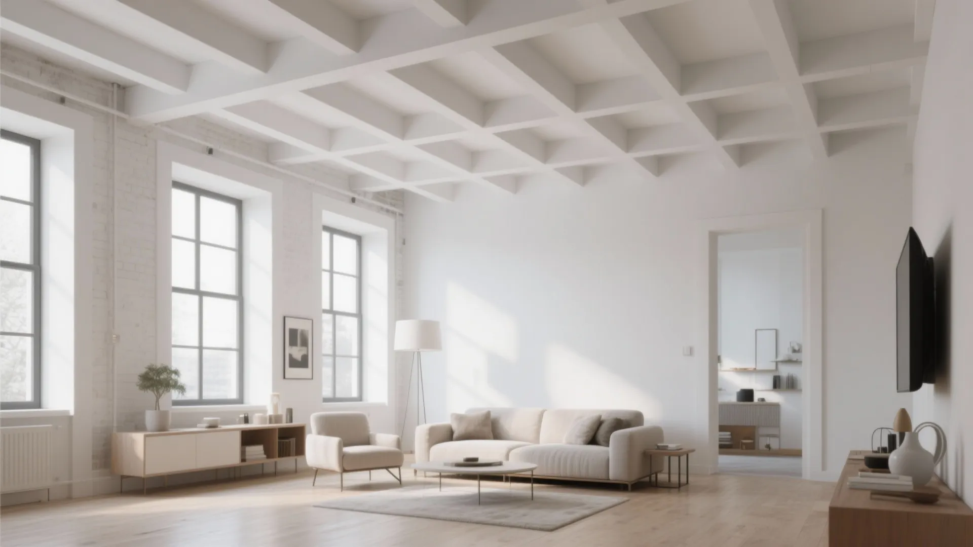 1. Minimalist Coffered Ceiling