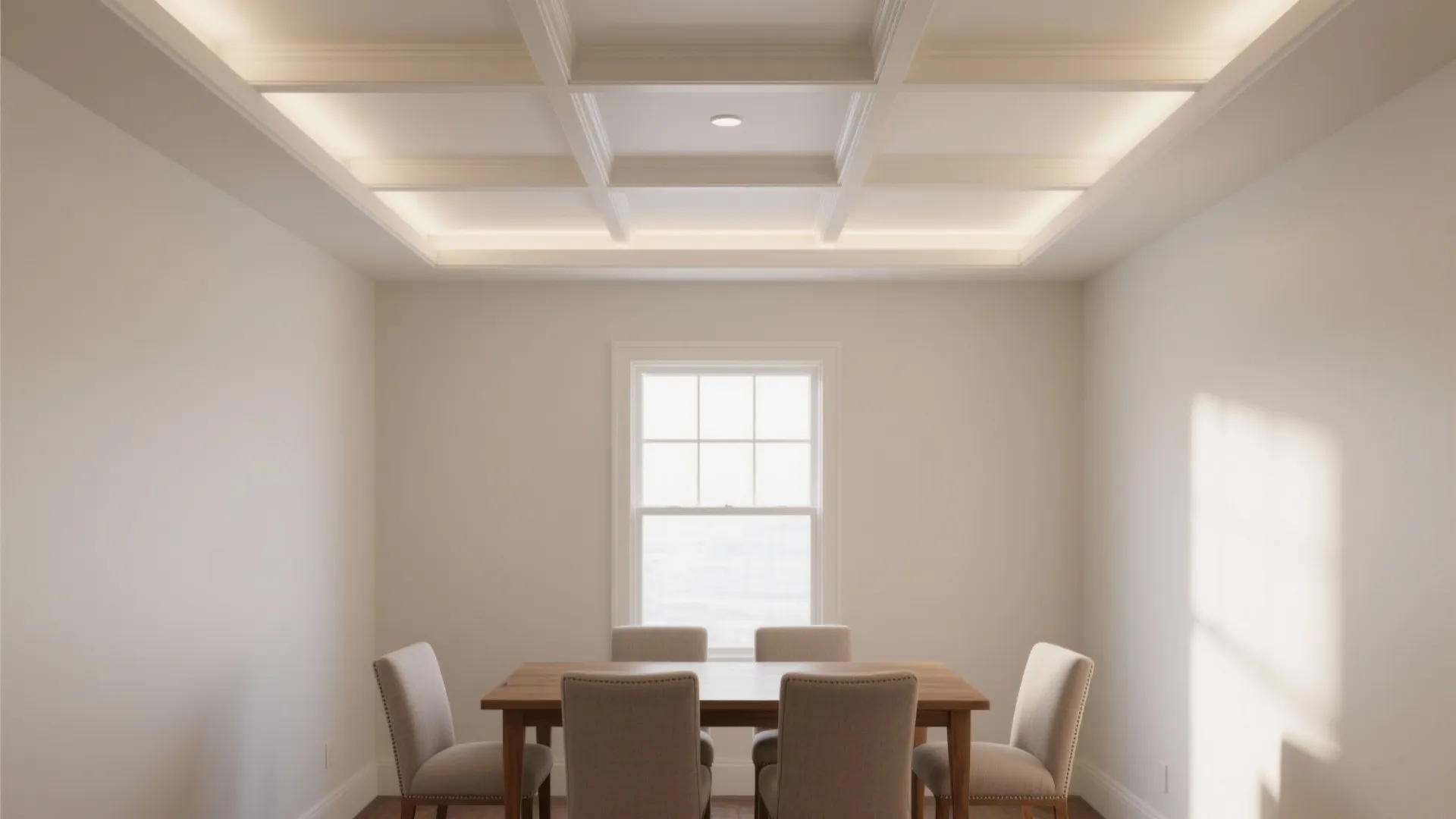 Minimalist Coffered Ceiling with Soft Cove Lighting