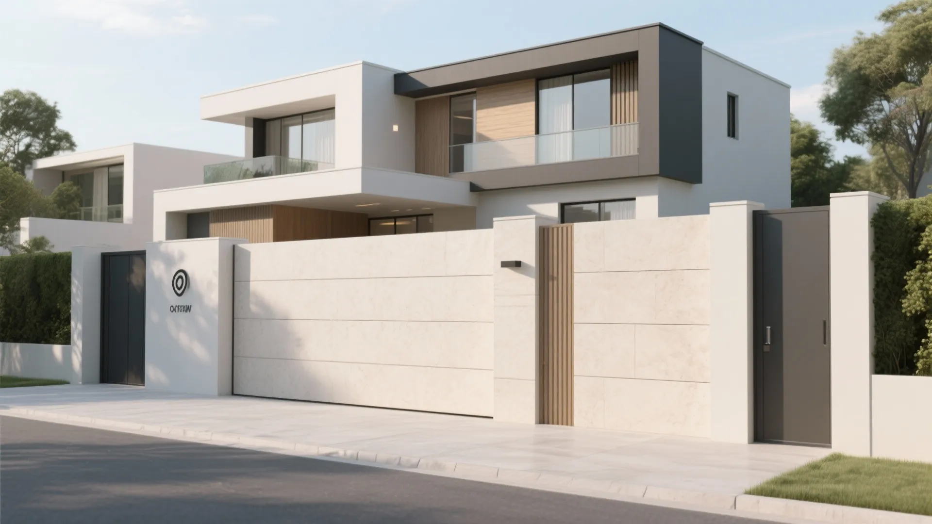 Modern compound wall with clean horizontal minimalist lines