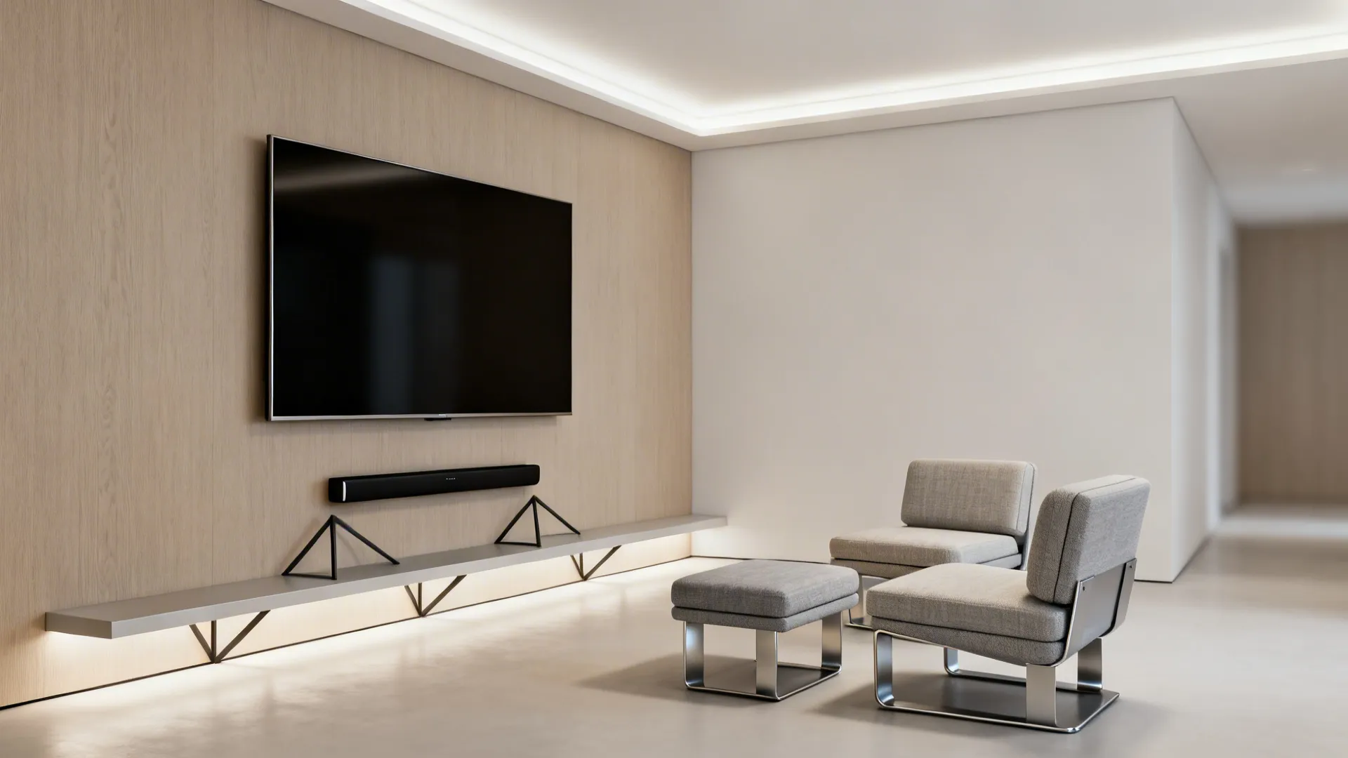 4. Minimalist TV corner with smart seating