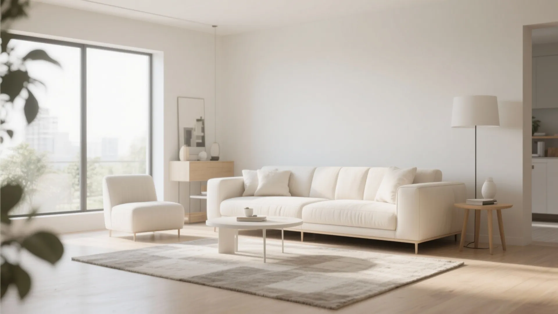 1. Minimalist Cream Sofa with Clean Lines