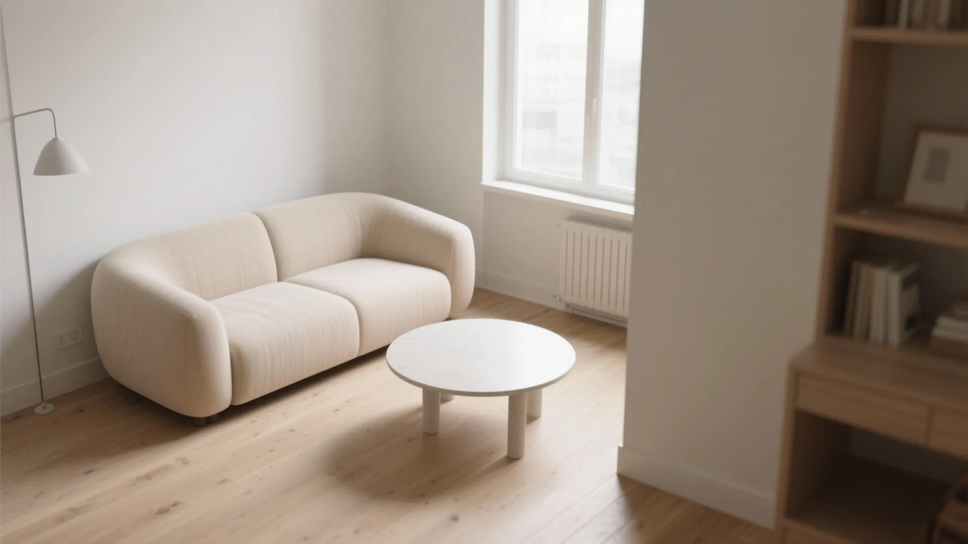 1. Minimalist Curved Sofa Corner
