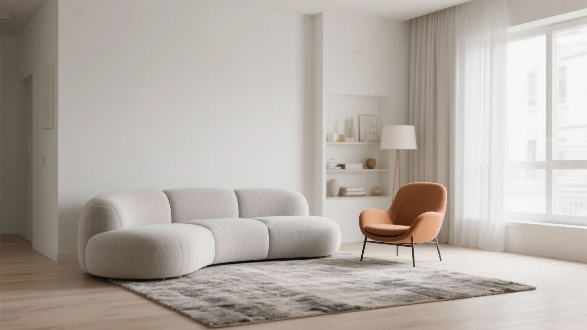 1. Minimalist Curved Sofa for Airy Spaces