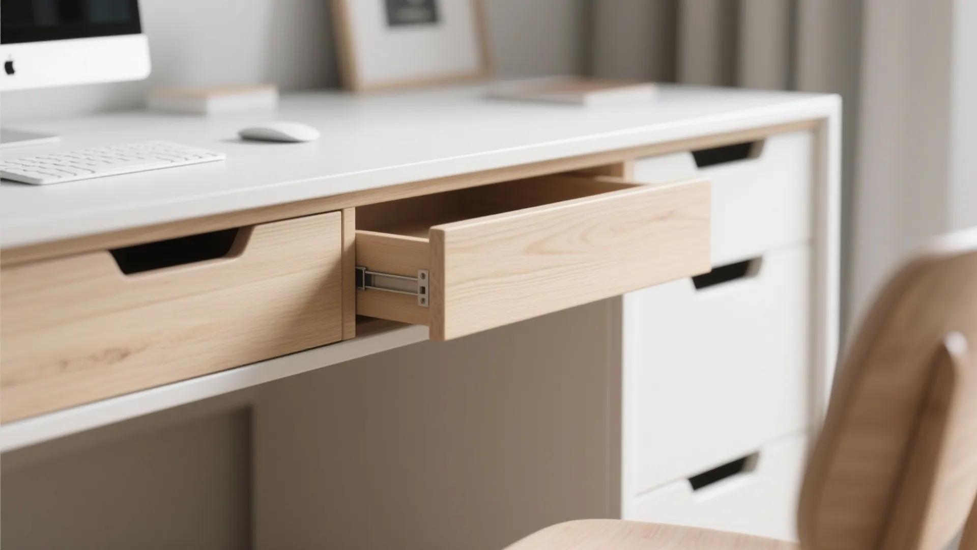 Minimalist desk with hidden storage