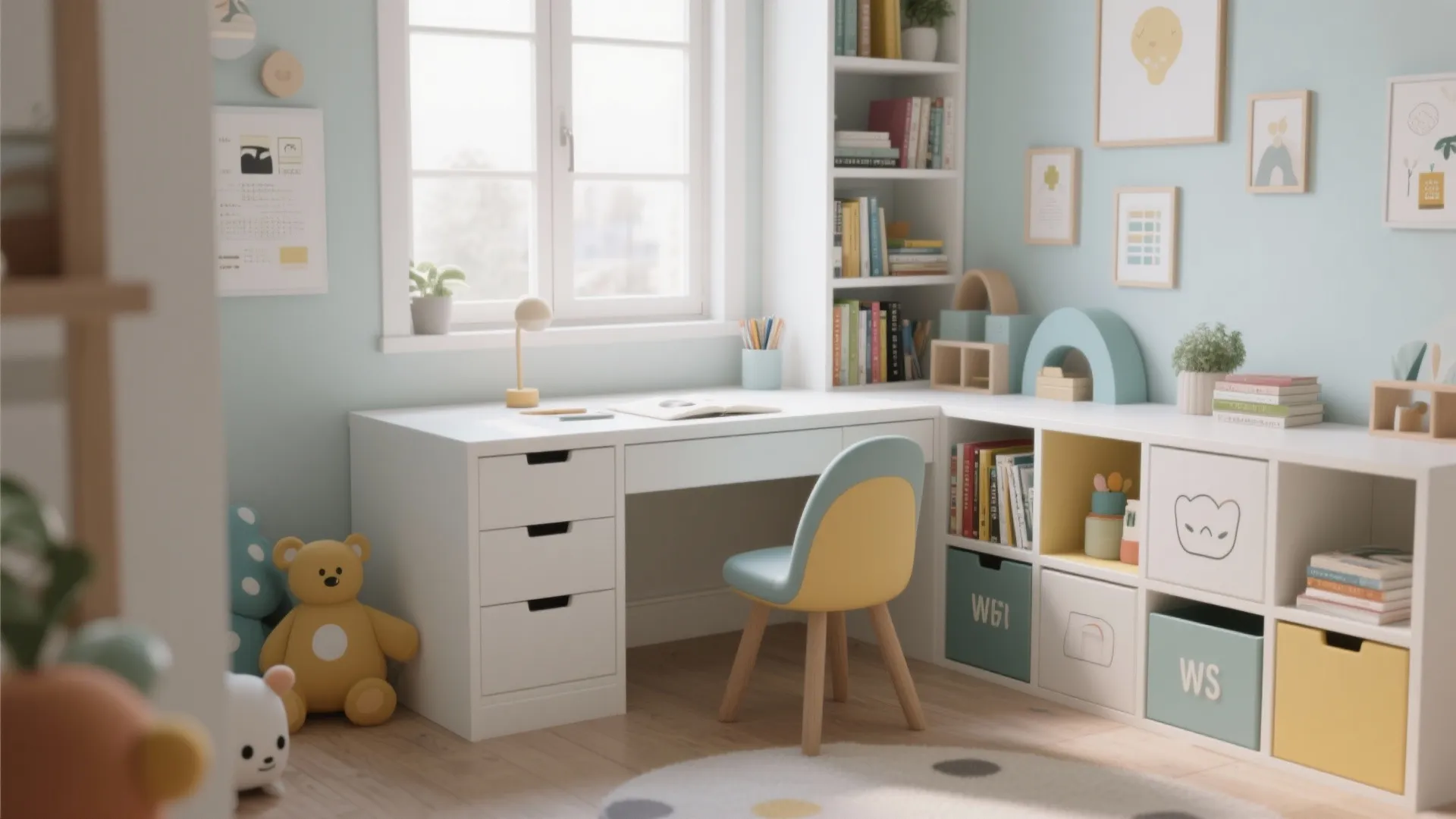 Minimalist Desk and Storage Setup