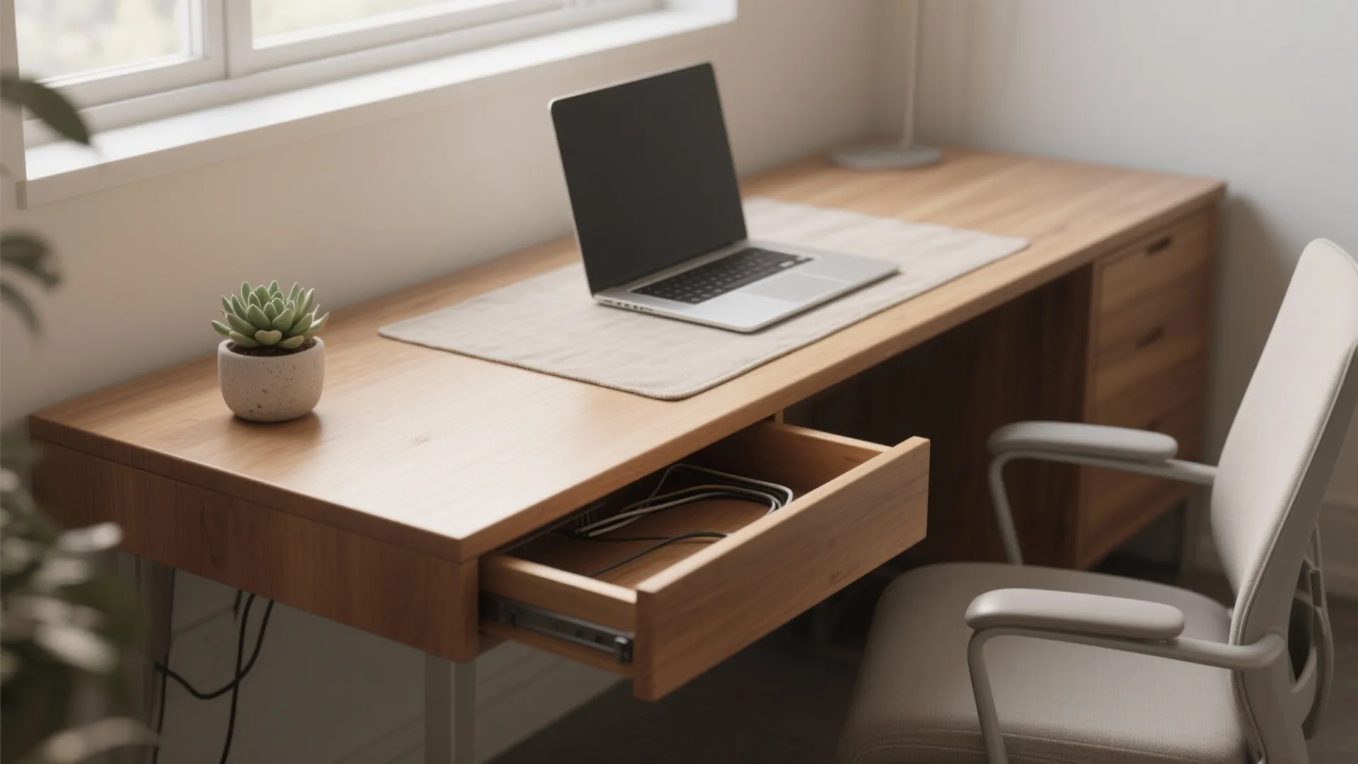 1. Minimalist Desk with Natural Materials