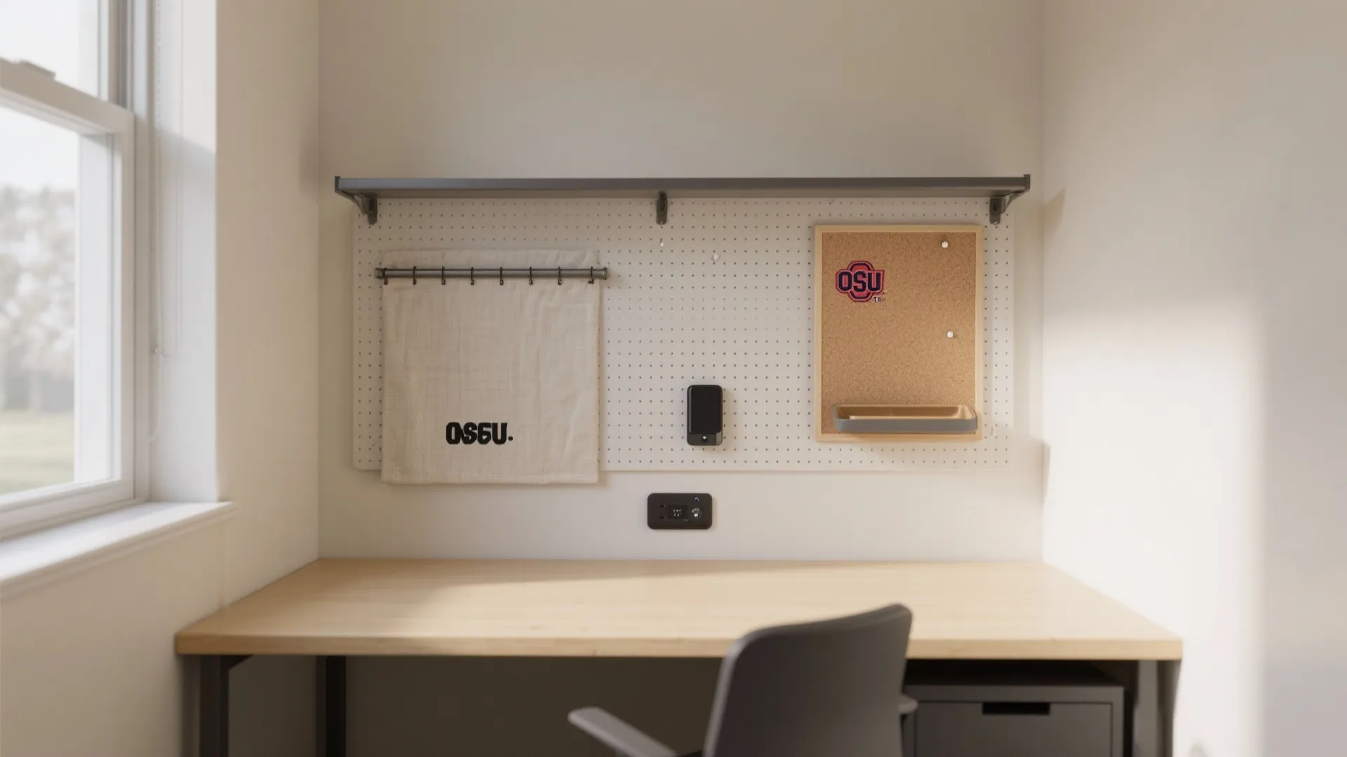 Minimalist dorm desk setup