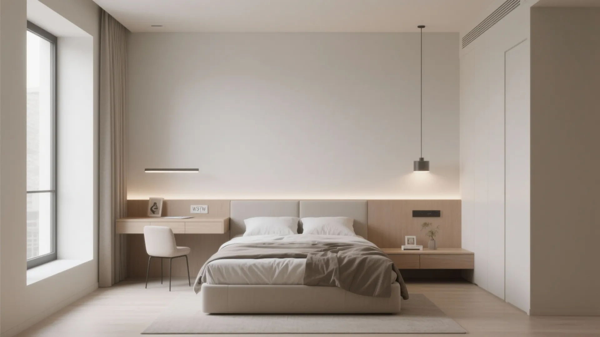 Minimalist desk-and-bed combo