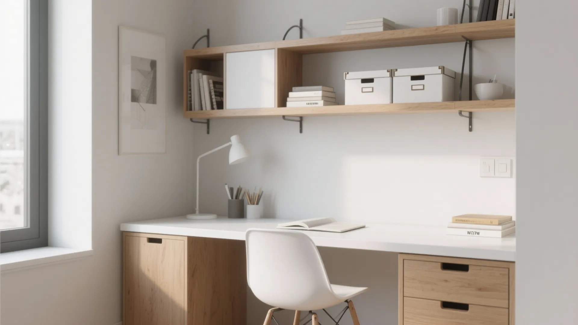 Minimalist Desk Setup with Smart Storage