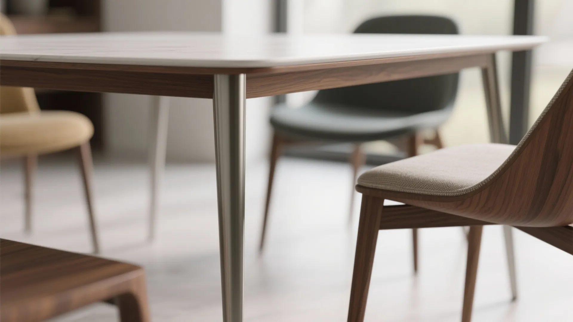 5. Minimalist tables and mixed-scale chairs