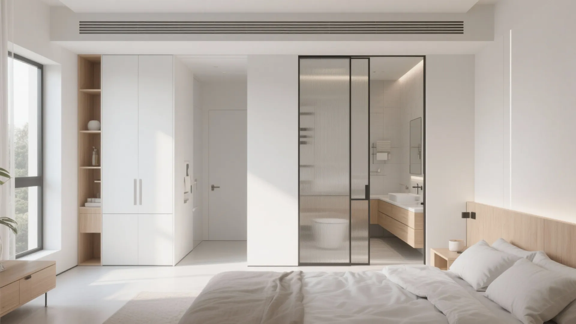 1. Minimalist Ensuite Flow