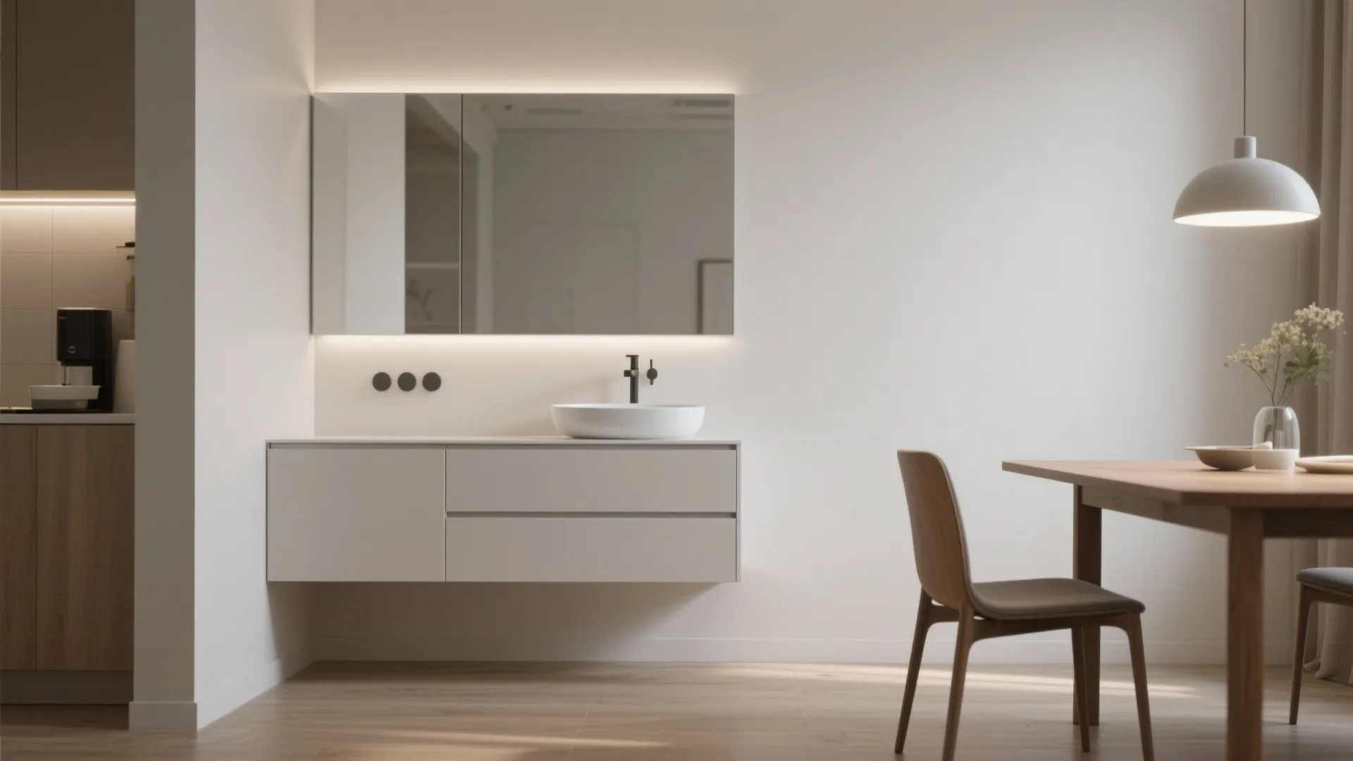 Minimalist floating washbasin cabinet