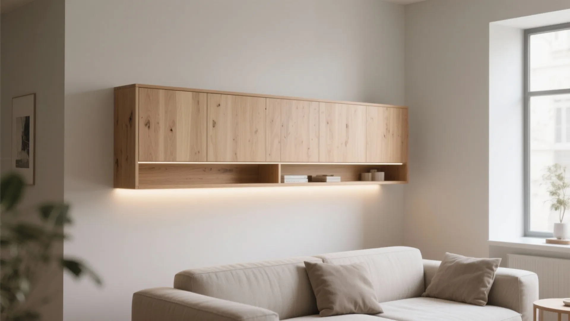 1. Minimalist Floating Cabinet Design
