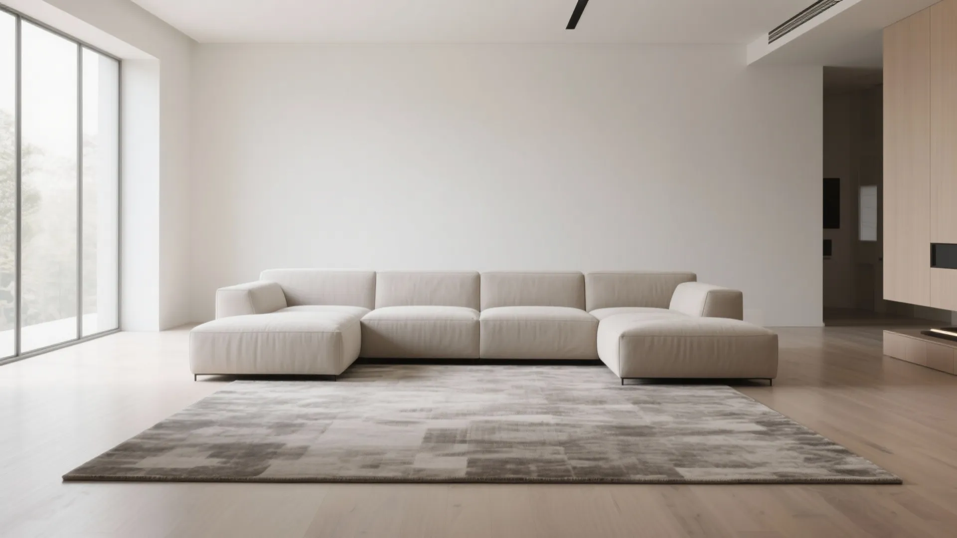 1. Minimalist sectional with floating layout