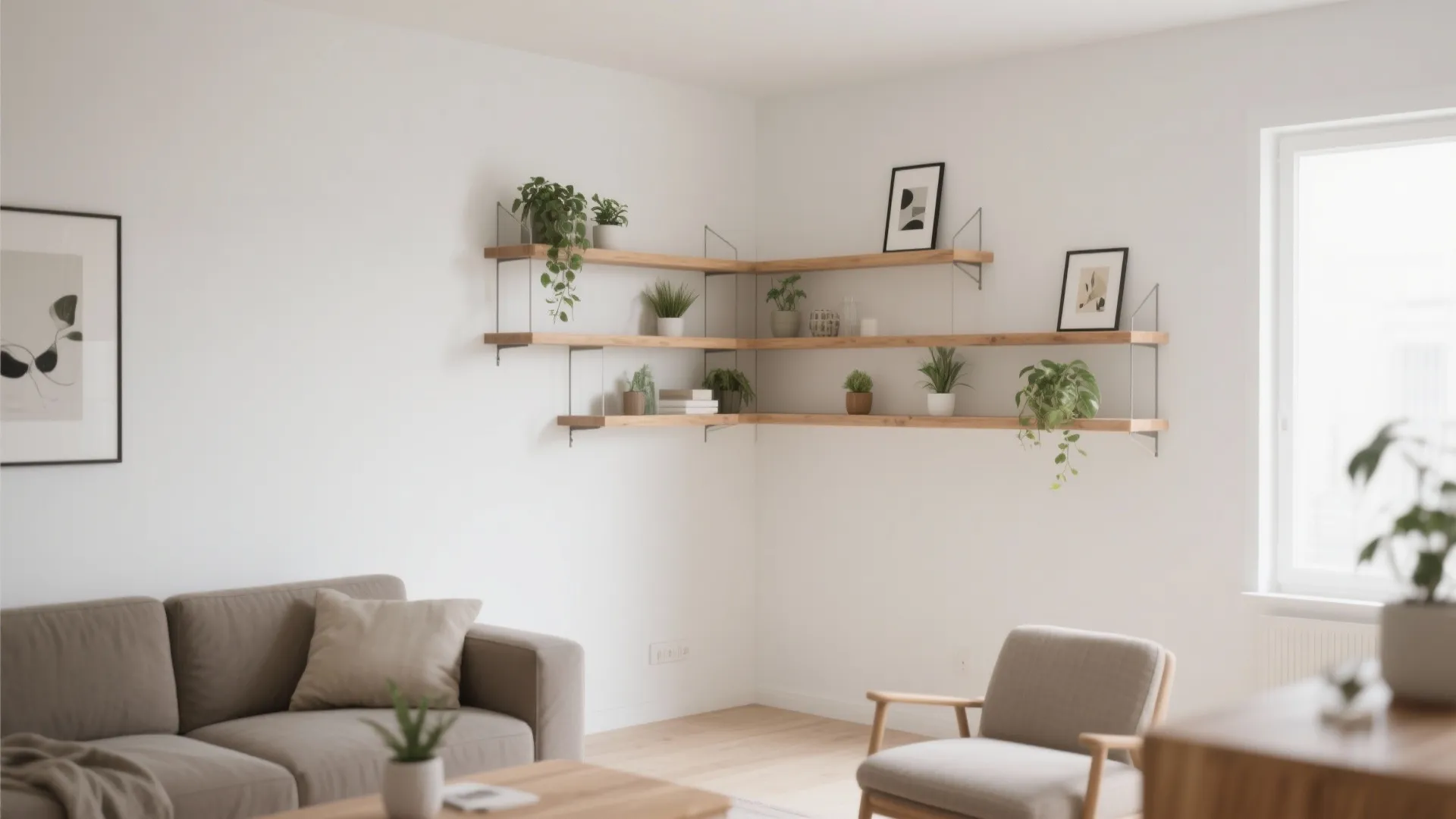 Floating Corner Shelves for a Minimalist Look