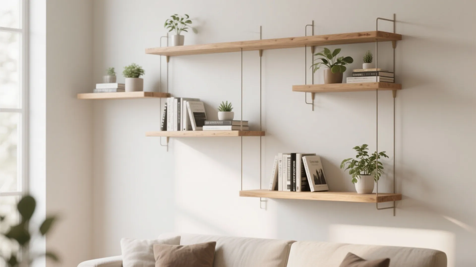 Minimalist shelving for clutter-free walls