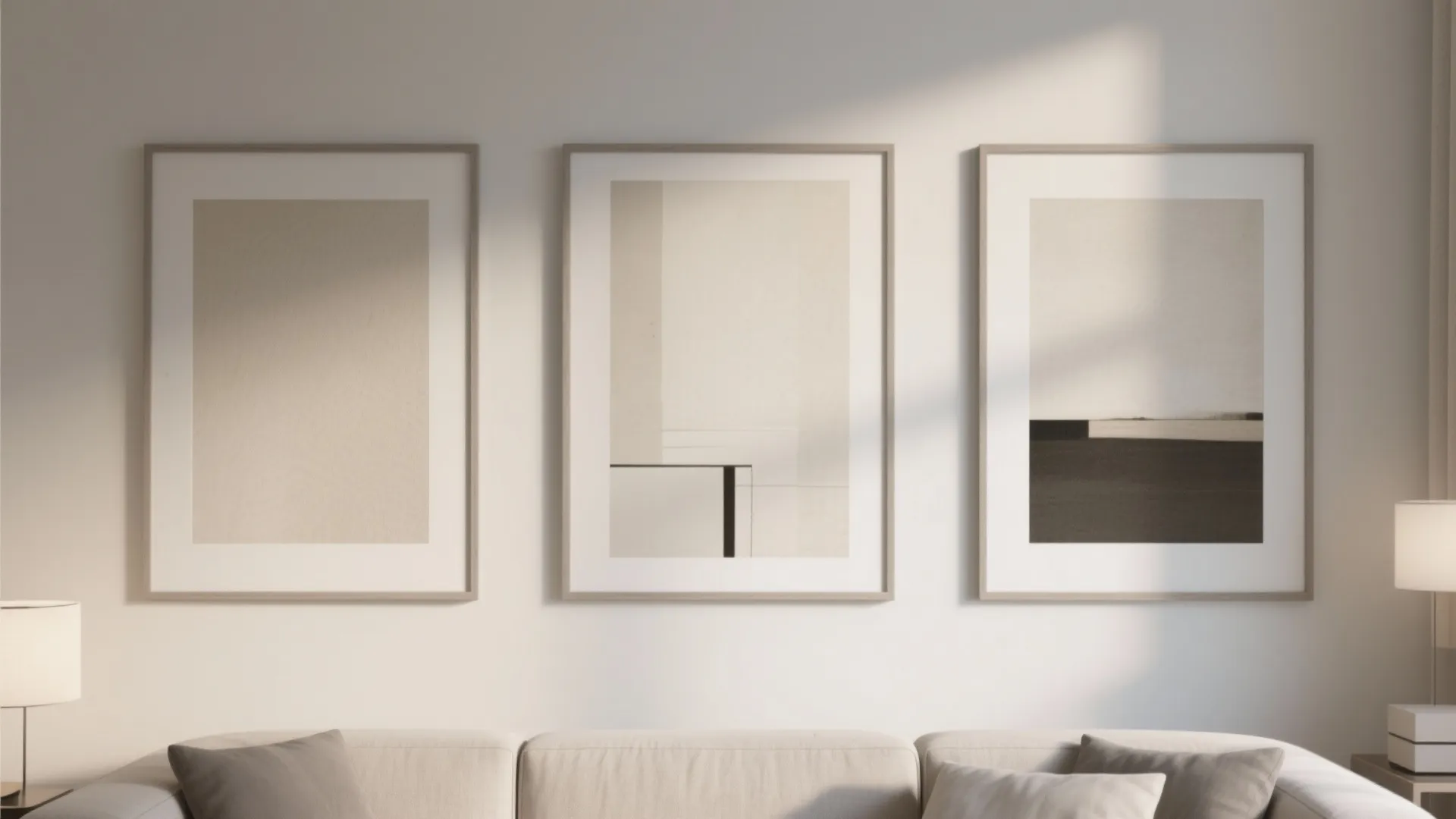 Minimalist framed art arrangements