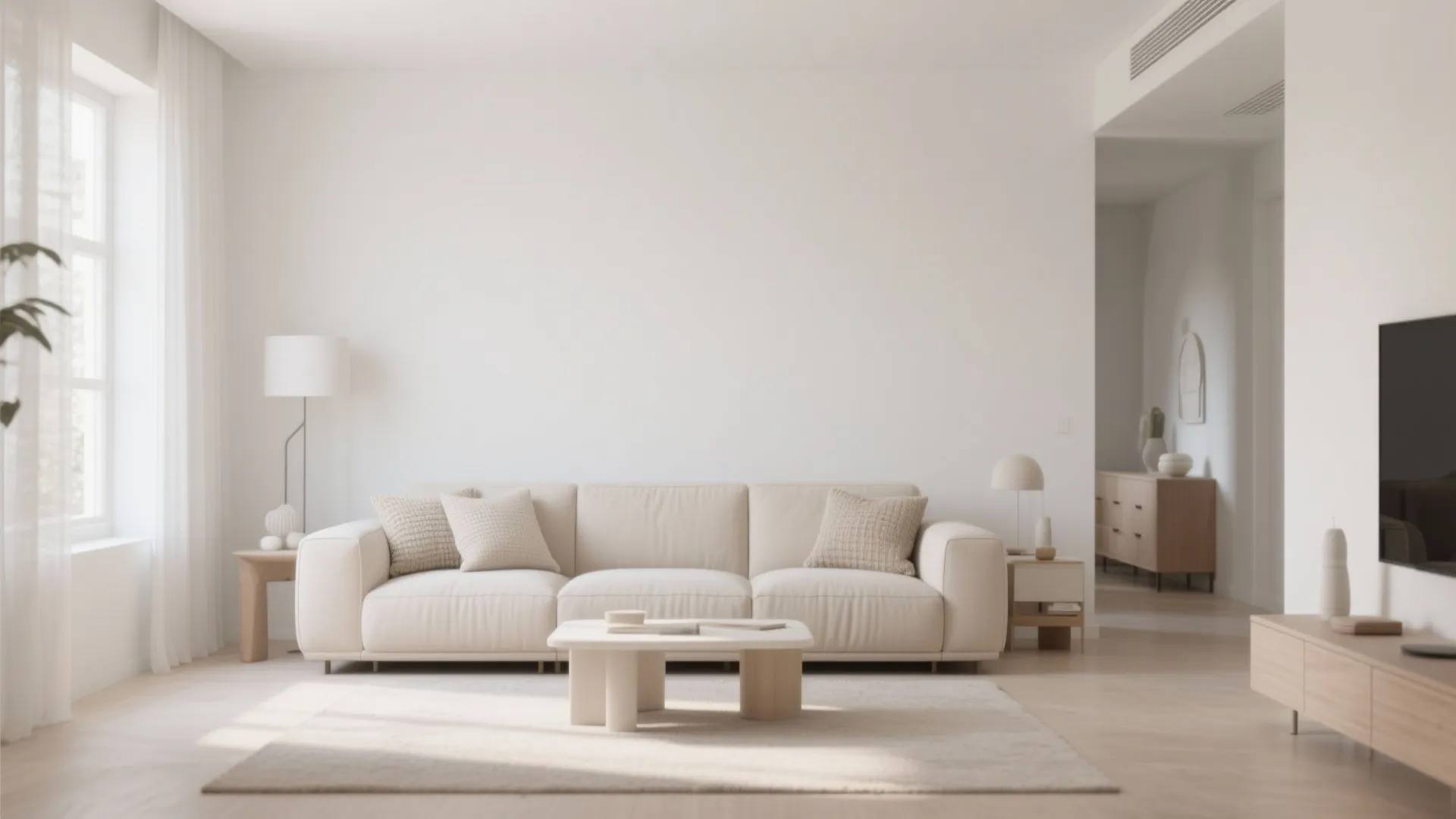 Minimalist Furr White Living Room