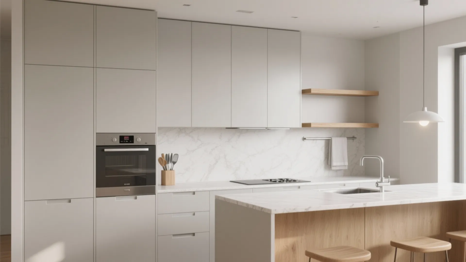 Minimalist storage on the front wall