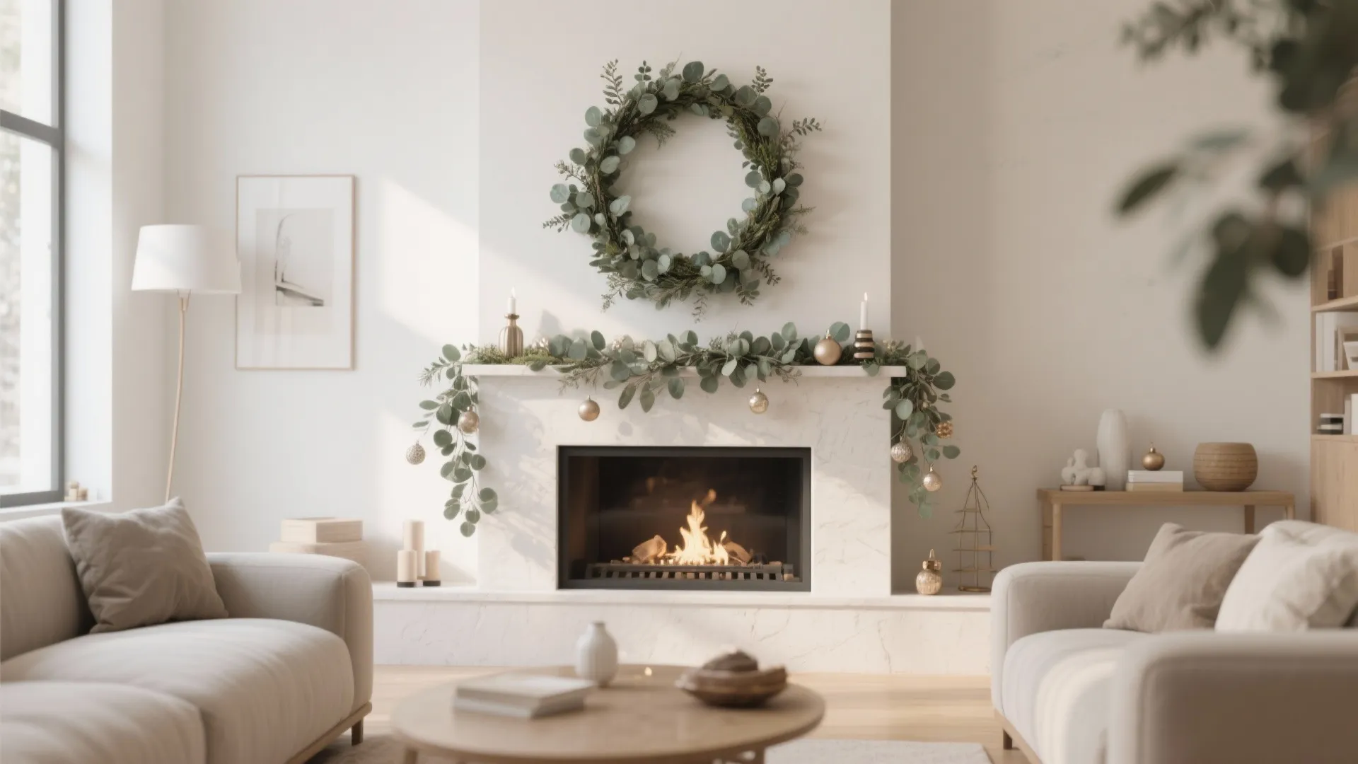 4. Minimalist Garland Over Mantle