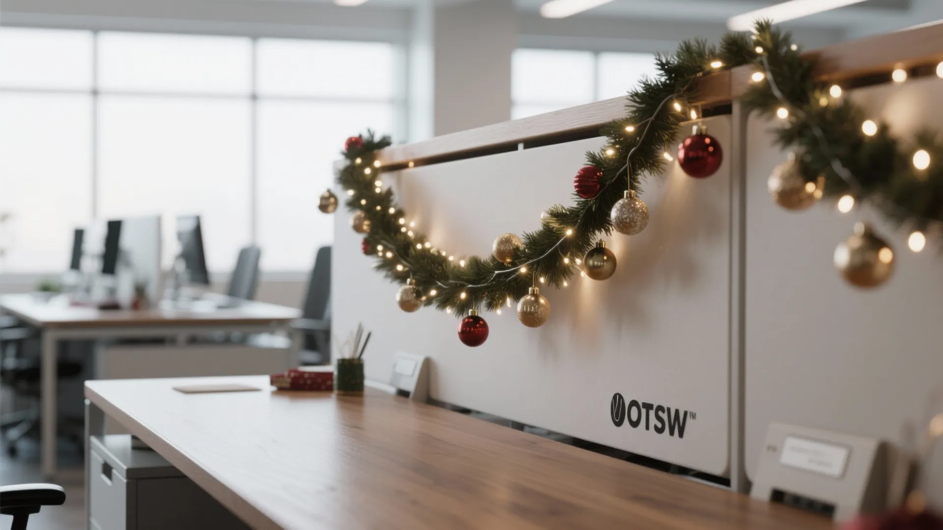 1. Minimalist Garland Along Desks