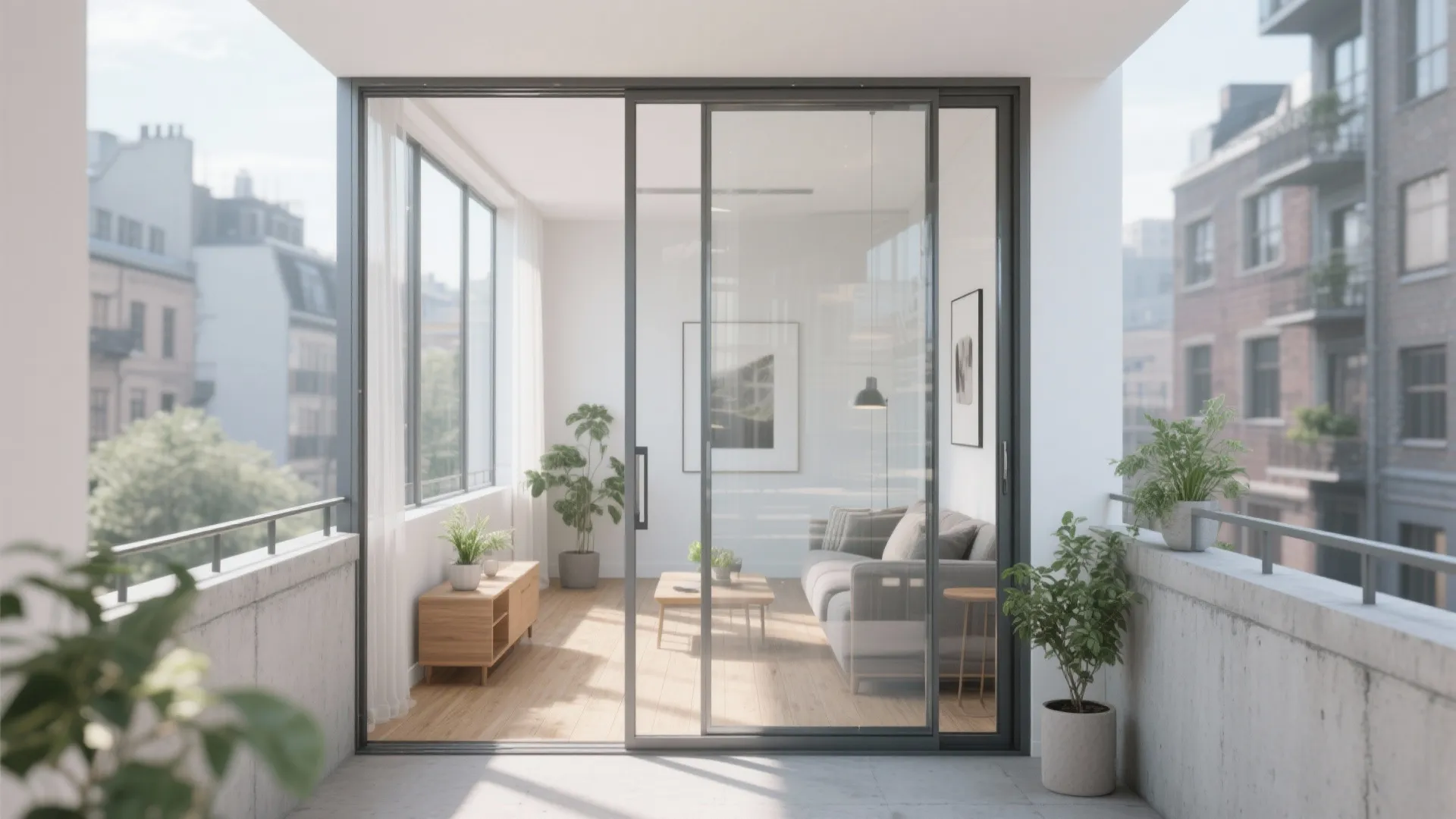 Minimalist glazing for bright balconies