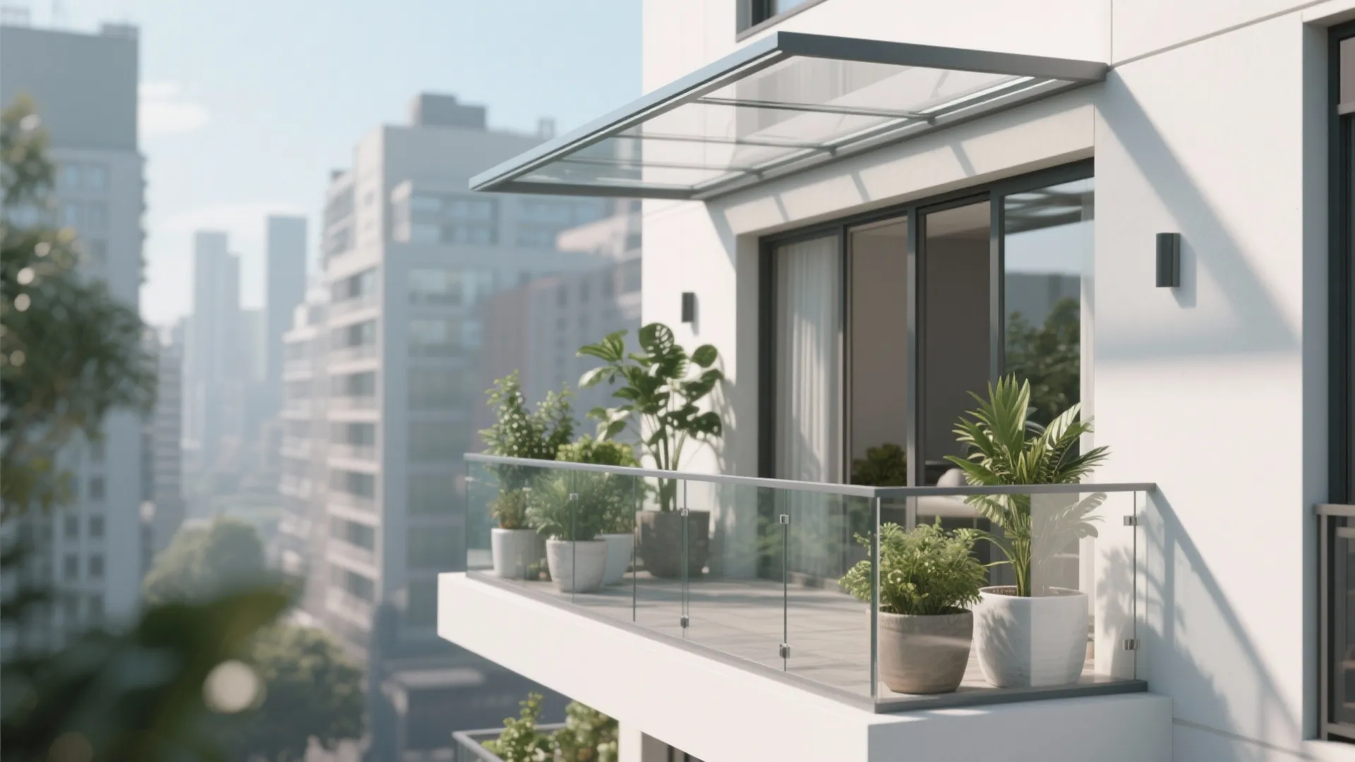 Minimalist glass canopy