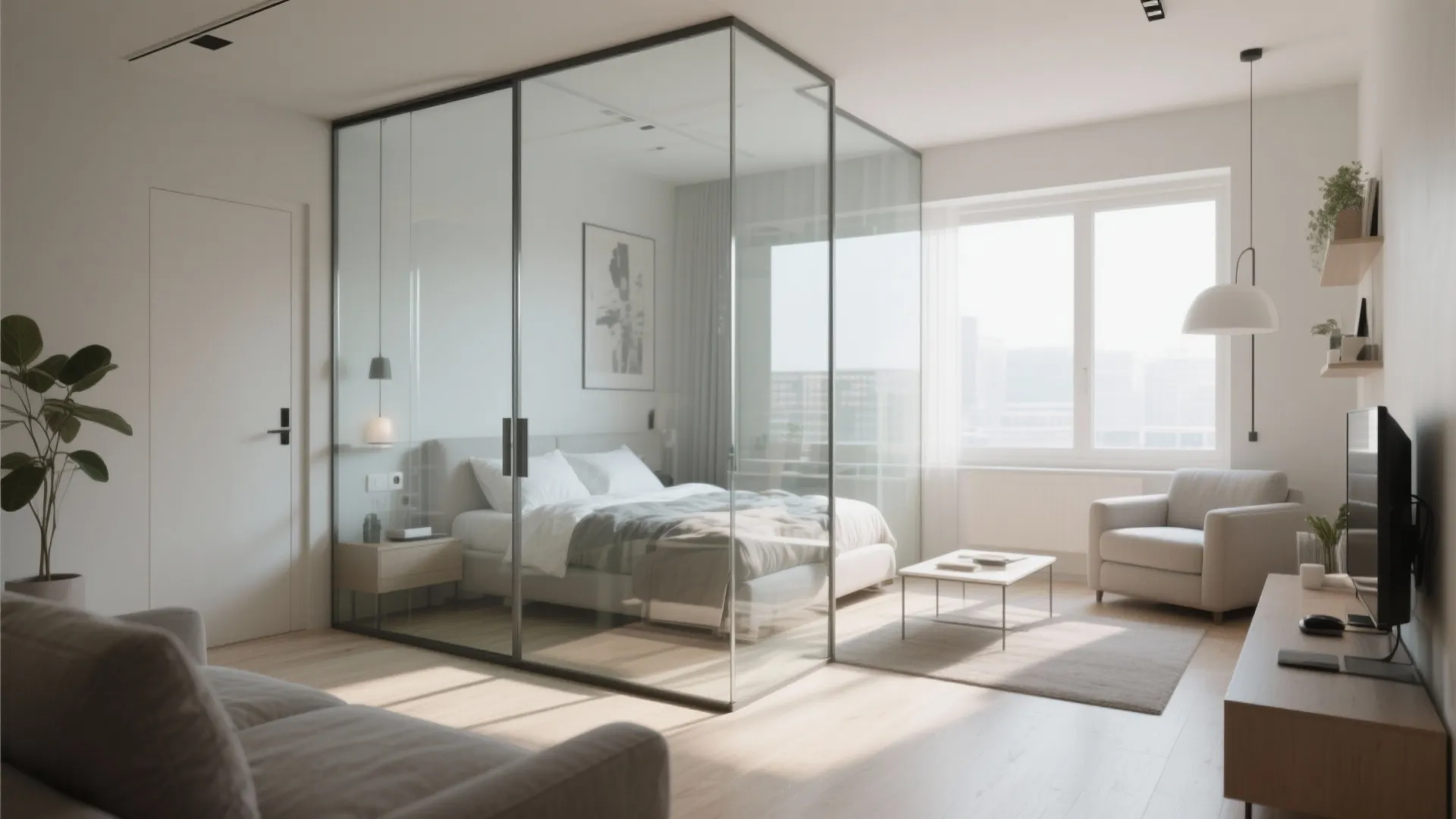 1. Minimalist Glass Divider