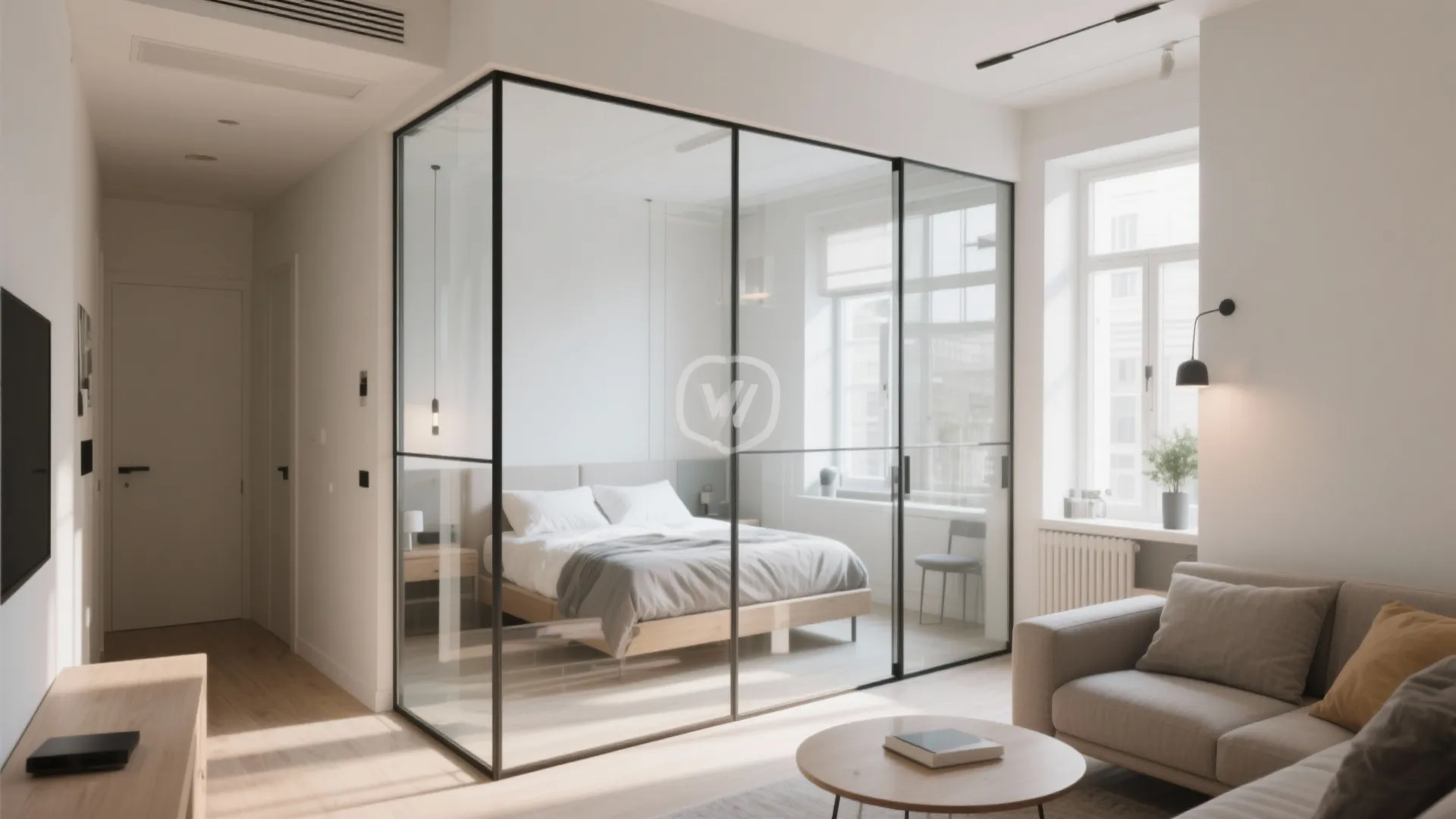 1. Minimalist Glass Partition