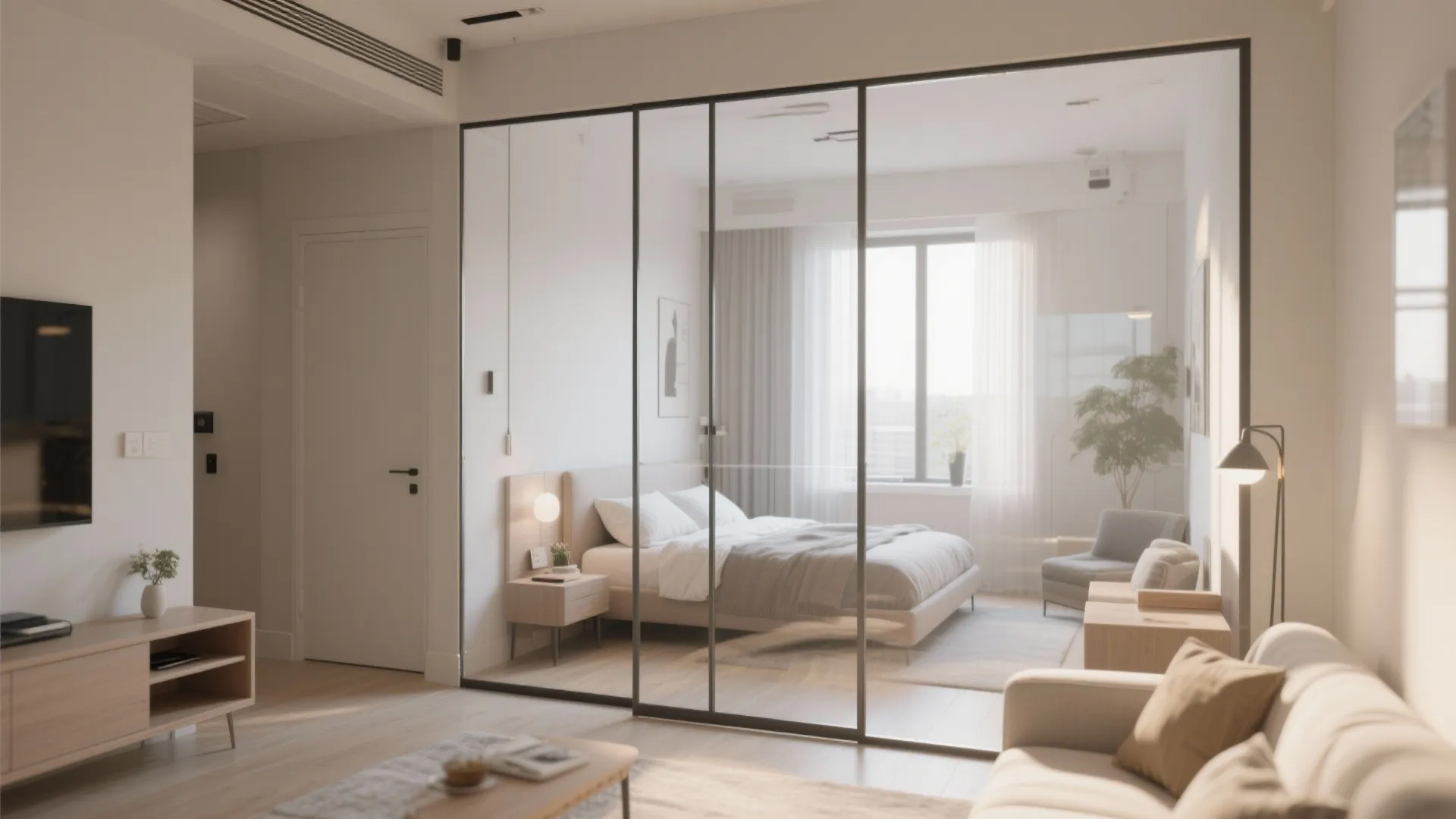 1. Minimalist Glass Partition Walls