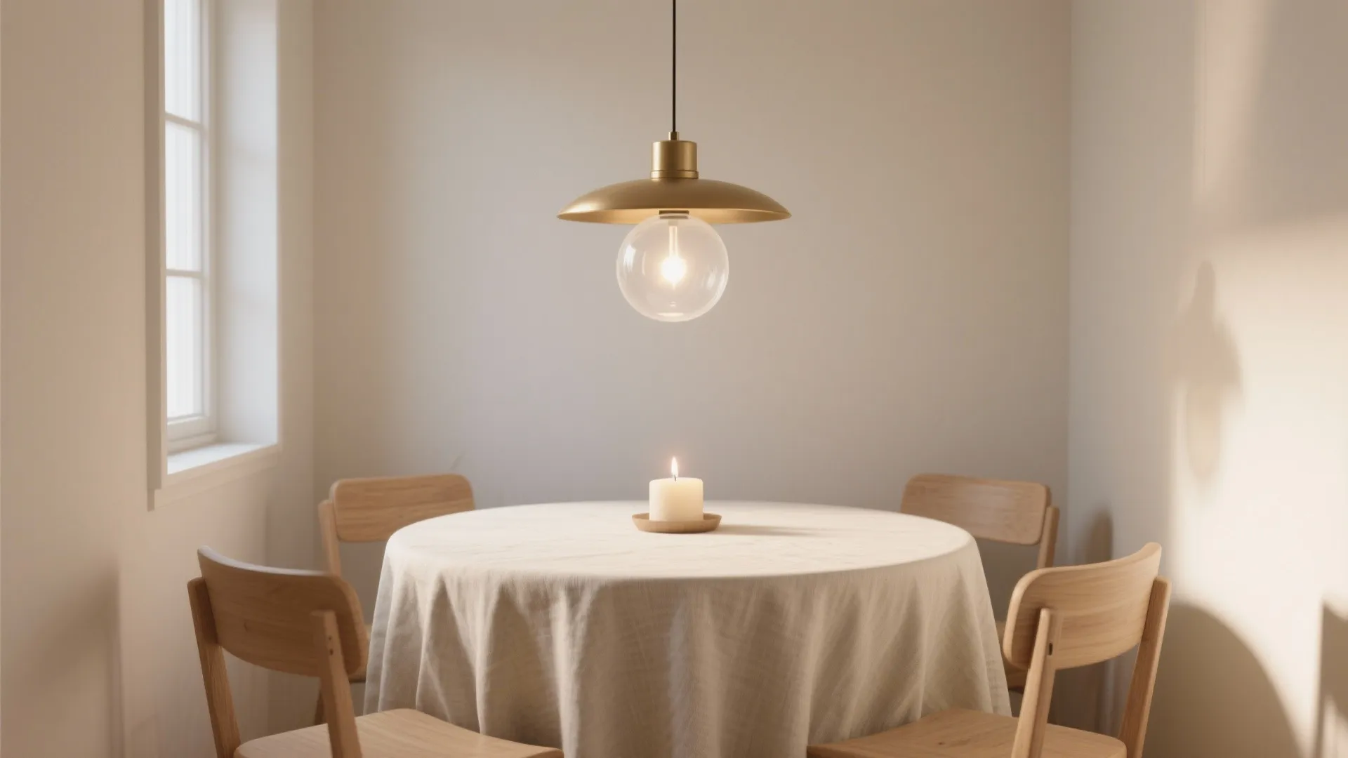 Minimalist globe pendants for a calm dining mood