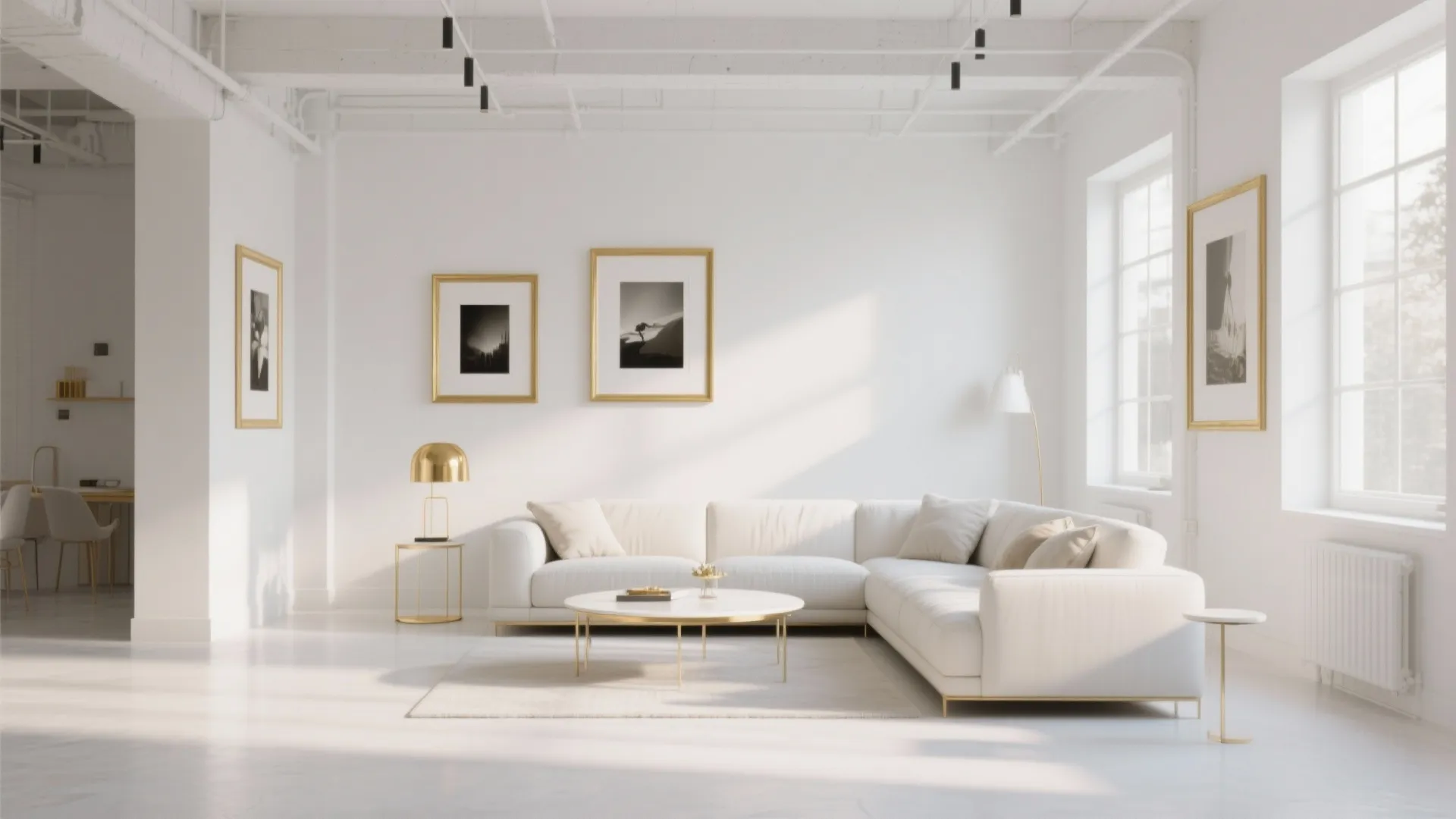 1. Minimalist White and Gold Accents