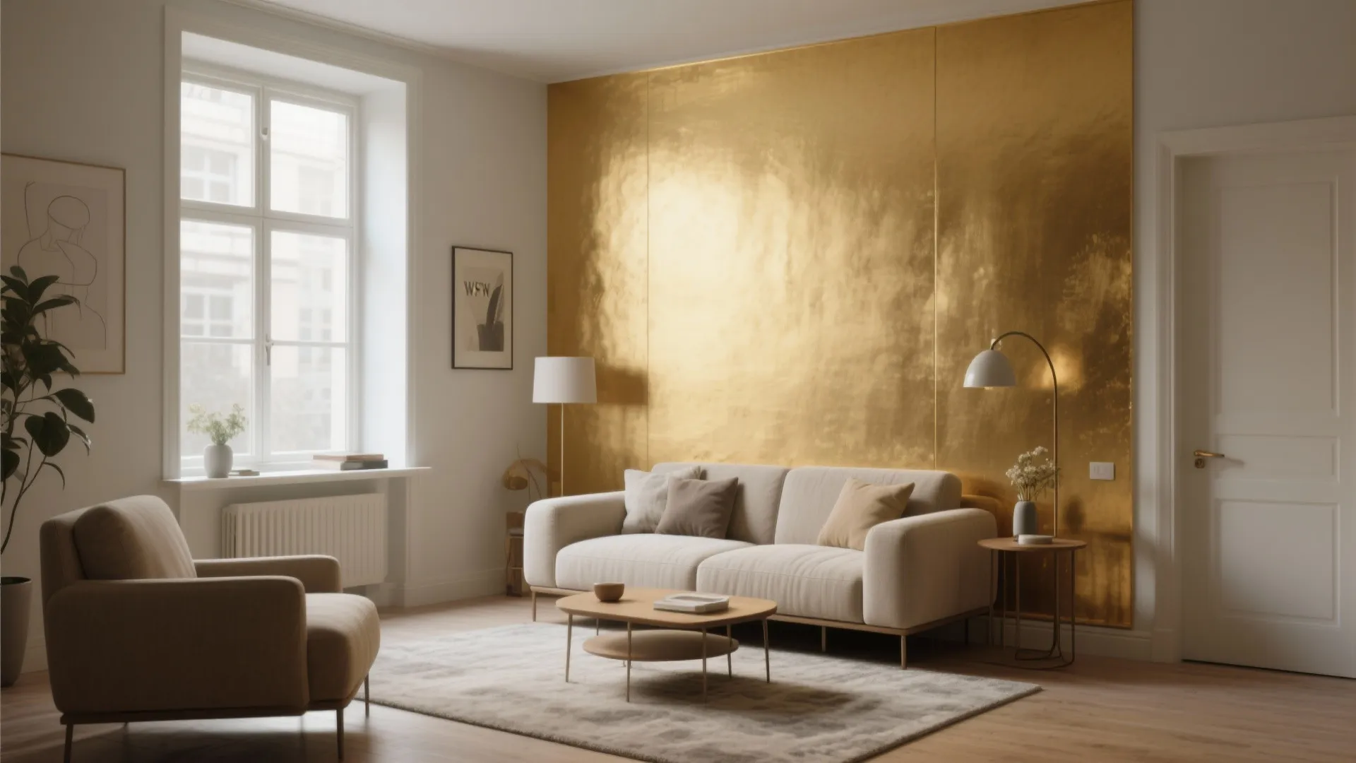 1. Minimalist Gold Accent Walls