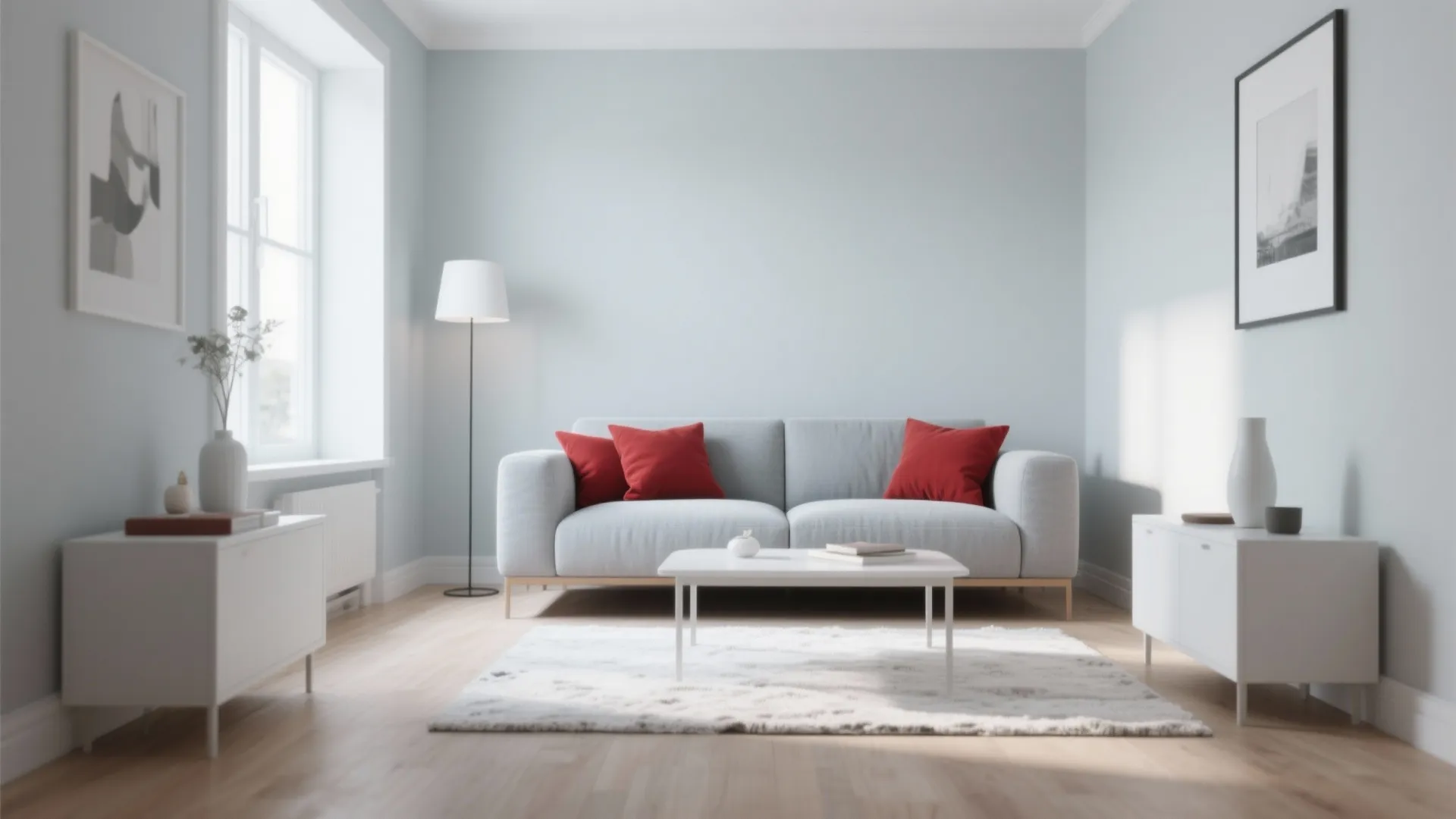 1. Minimalist Gray Base with Red Accents