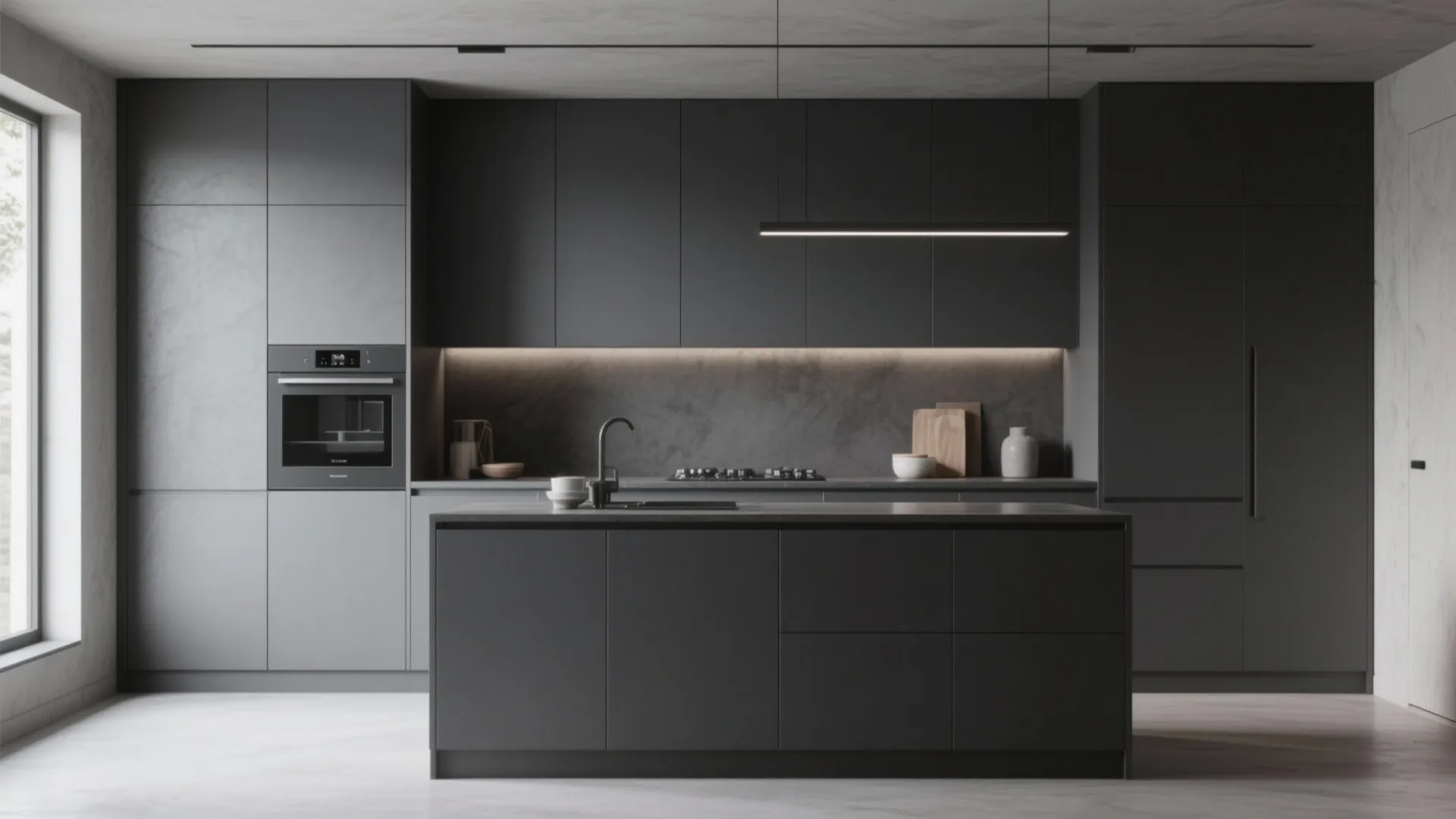 9. Minimalist Dark Grey Kitchen