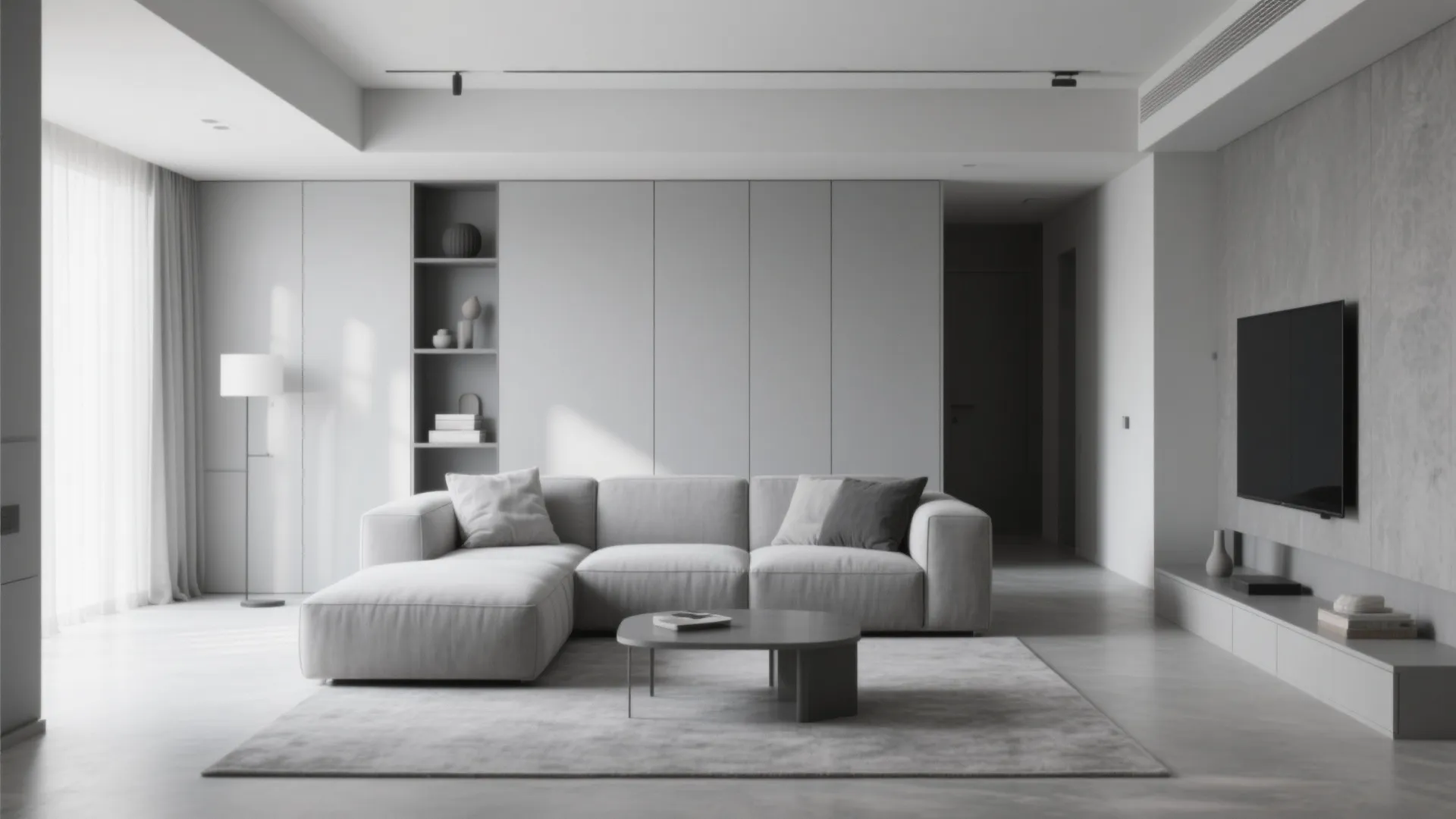 9. Minimalist Grey Living Room
