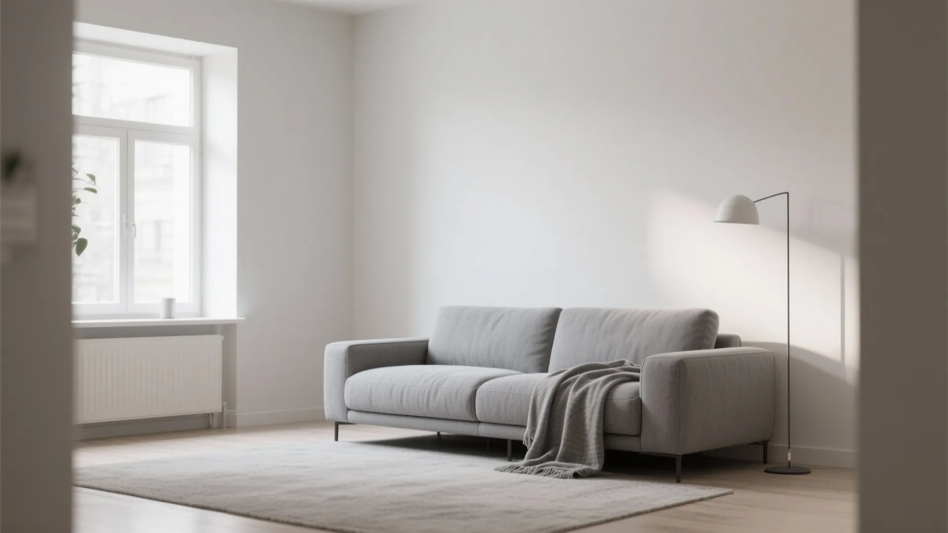 1. Minimalist Grey Sofa Styling