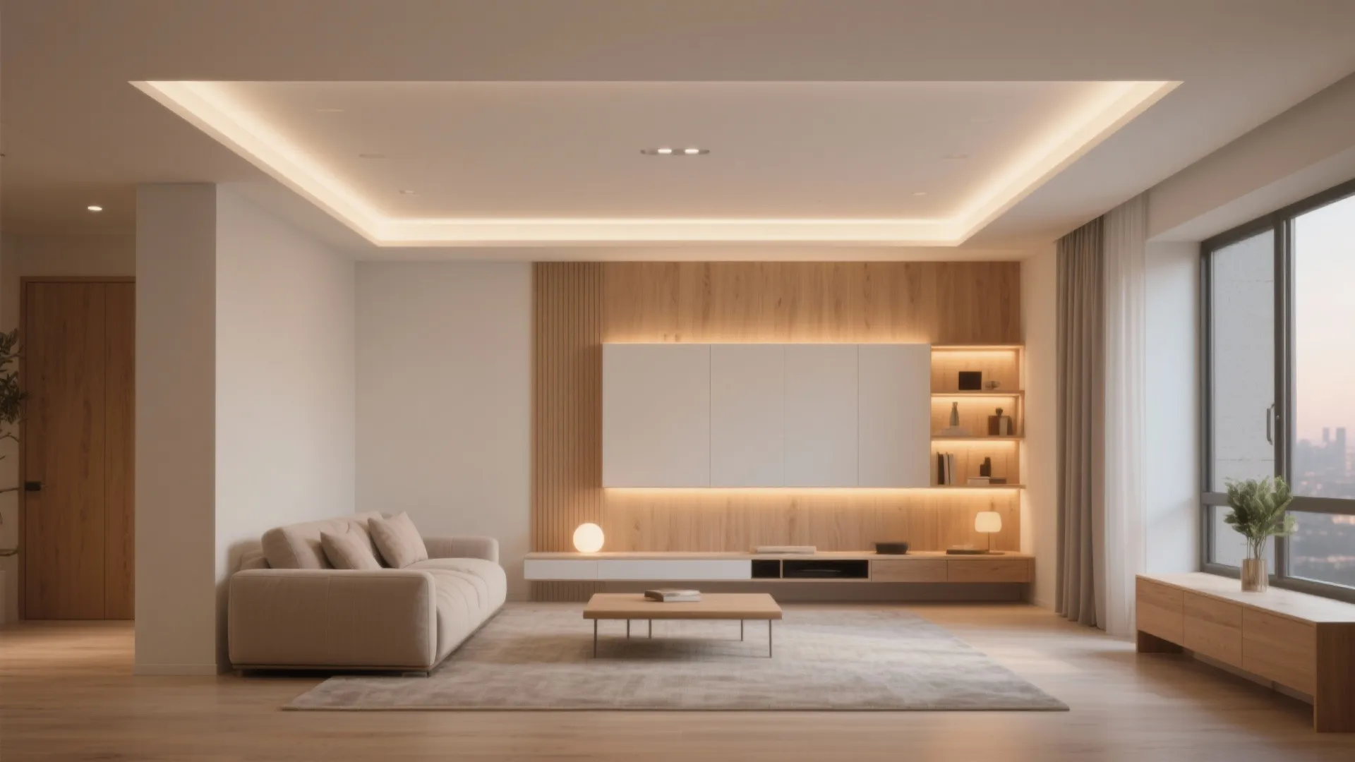 Minimalist Gypsum Ceiling with Ambient Lighting